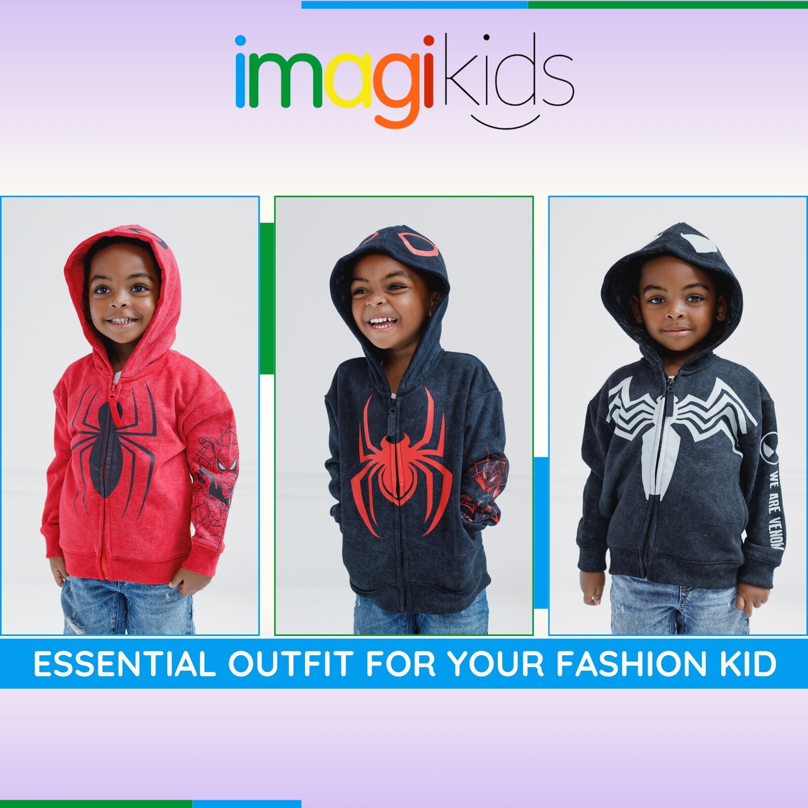 Marvel Spider-Man Little Boys' Cosplay Fleece Zip-Up Hoodie Miles Morales Black