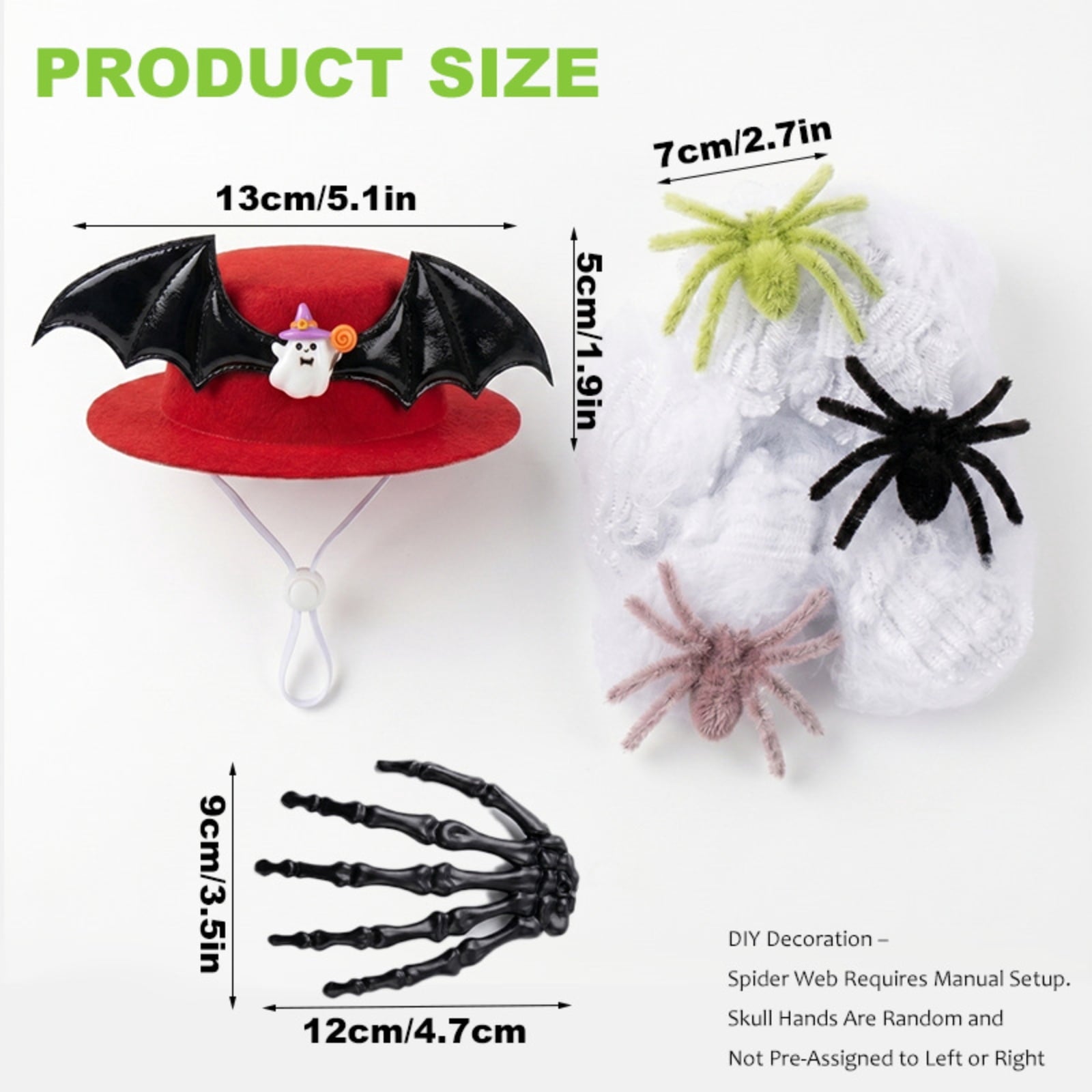 Bat Witch Hat Spiderweb Halloween Goose Clothes Fit 17/23In Cement Plastic Lawn Goose, Stylish Full Set for Outdoor Yard Patio Garden Seasonal Halloween Home Ornamental Arrangement