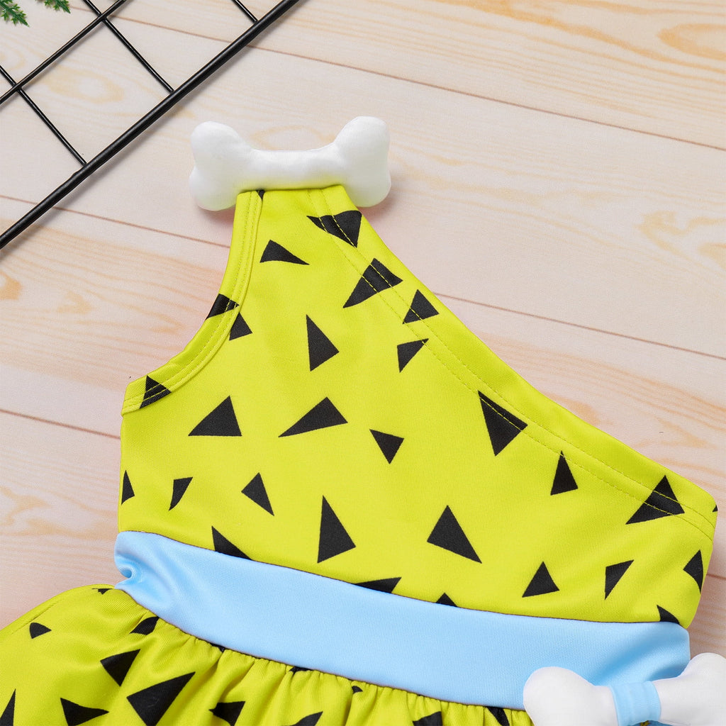 Kids Baby Bam Bam Costume Flintstone Costume Caveman Cavegirl Historical Stone Age Themed Birthday Outfit for Girls Boys Halloween Cosplay Dress Up Photo Shoot 2-3 Years Girl - Orange