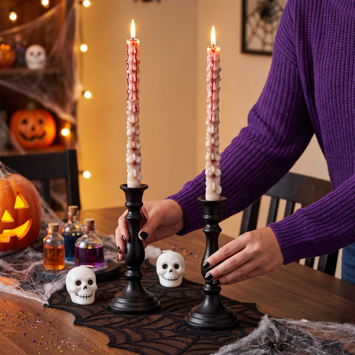 Bleeding Spine Taper Candles, 10", 2 Pieces, Halloween by Way To Celebrate