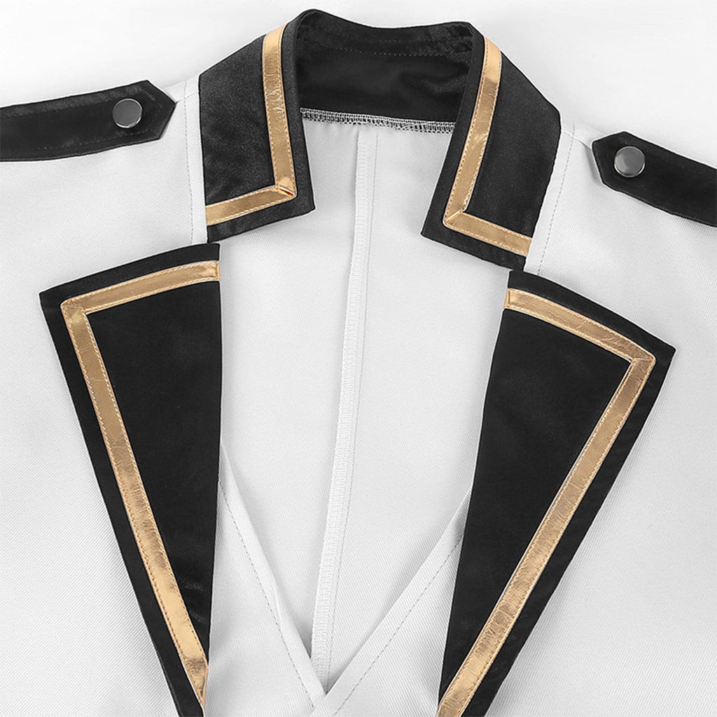 Odeerbi Mens Steampunk Tailcoat Gothic Medieval Jacket Frock Uniform Halloween Long Tuxedo Coat Retro Tailcoat Coat Lapel Court Slim Dress Coat White