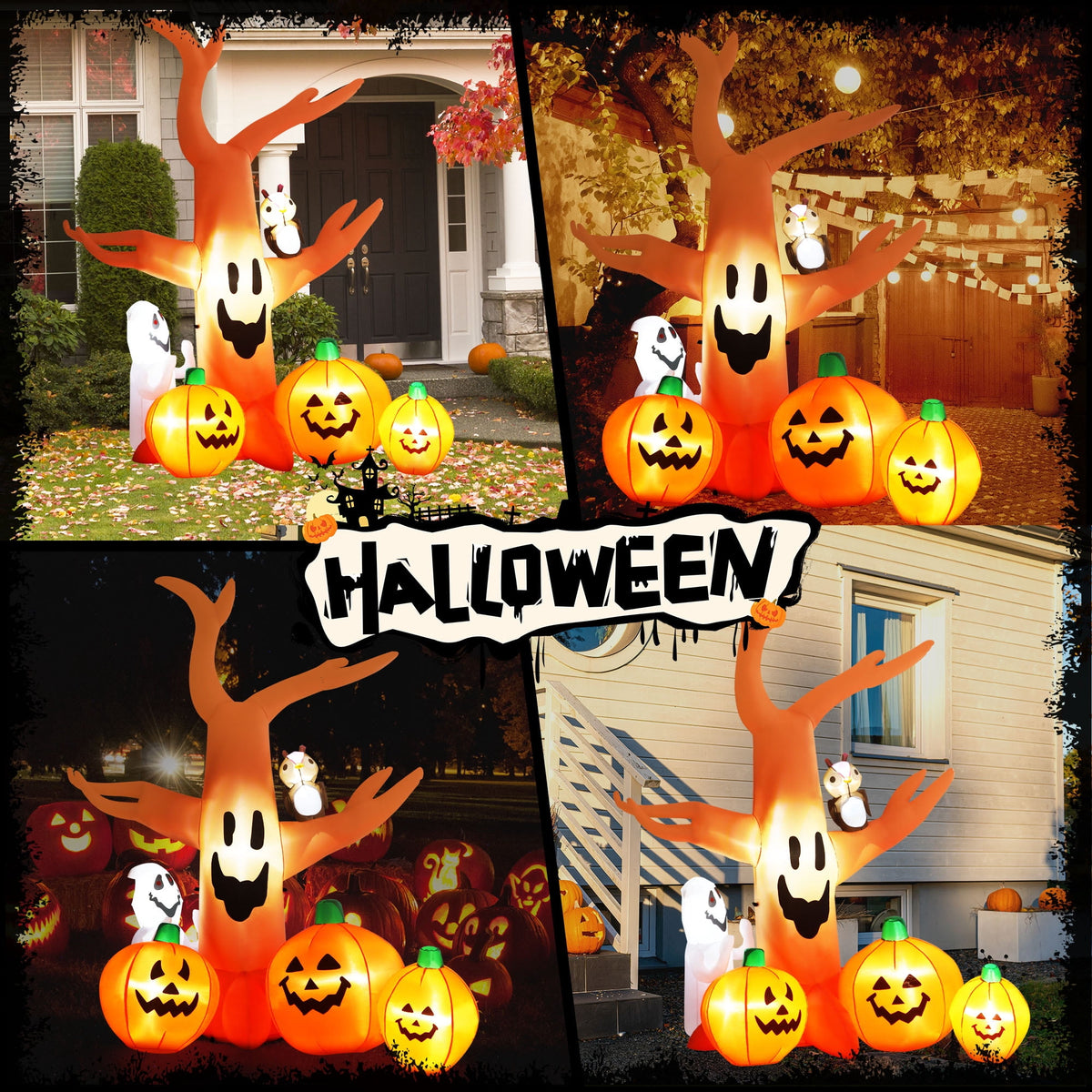 Yexmas 8FT Halloween Inflatables Dead Tree,Outdoor Halloween Decorations with Built-in LED Lights ,Halloween Blow Up Yard Decorations with Pumpkin,Ghost,and Owl
