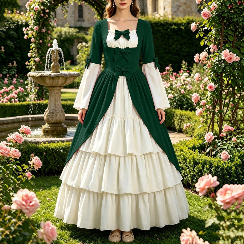 Gothic Dresses for Women Medieval Renaissance Halloween Costume Lace Up Corset High Low Ruffle Hem Square Neck Vintage Gown