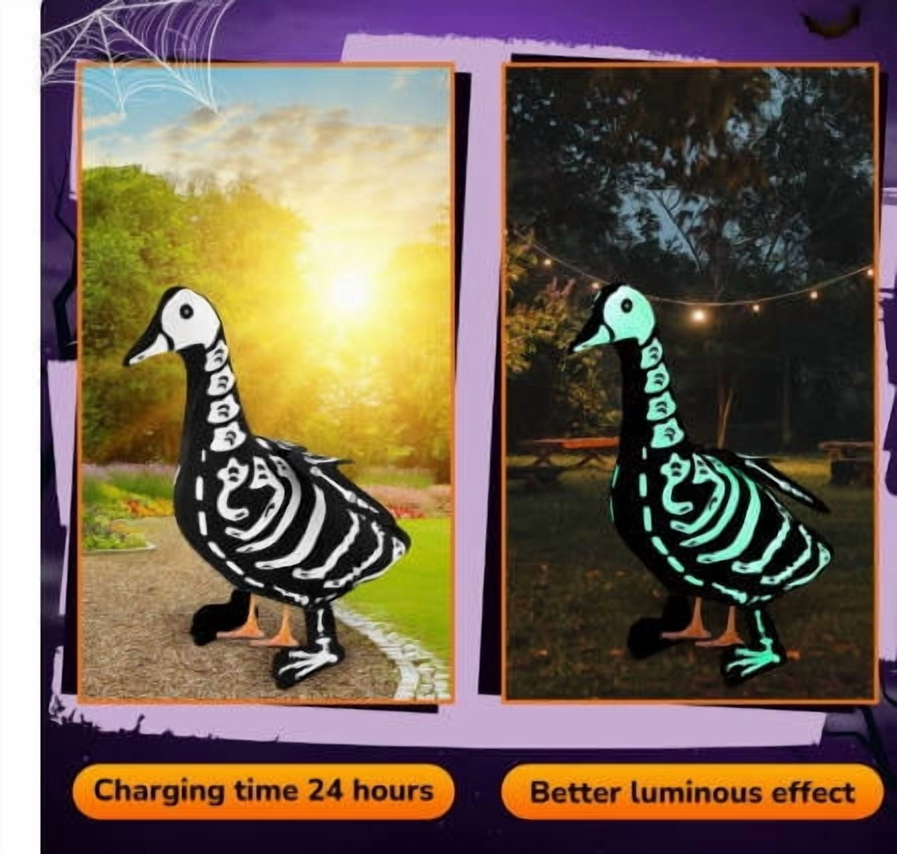 Outdoor Holiday Yard Decor, 23 Inch Porch Goose Outfits, Halloween Pumpkin Themed Porch Goose Clothes, Porch Goose Set with Hat and Treat Bag, Fits Standard 23 Inch Large Porch