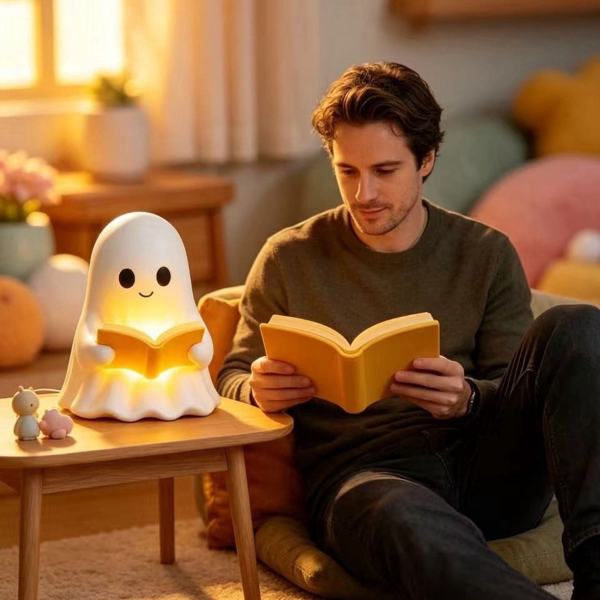 Diceymbol Halloween Decorations and Fall Decor, Halloween Venue Decoration Ghost Props LED Illuminated Ghost Decorations for Tabletop, Mantel, Shelf Indoor Outdoor 9.05 inch