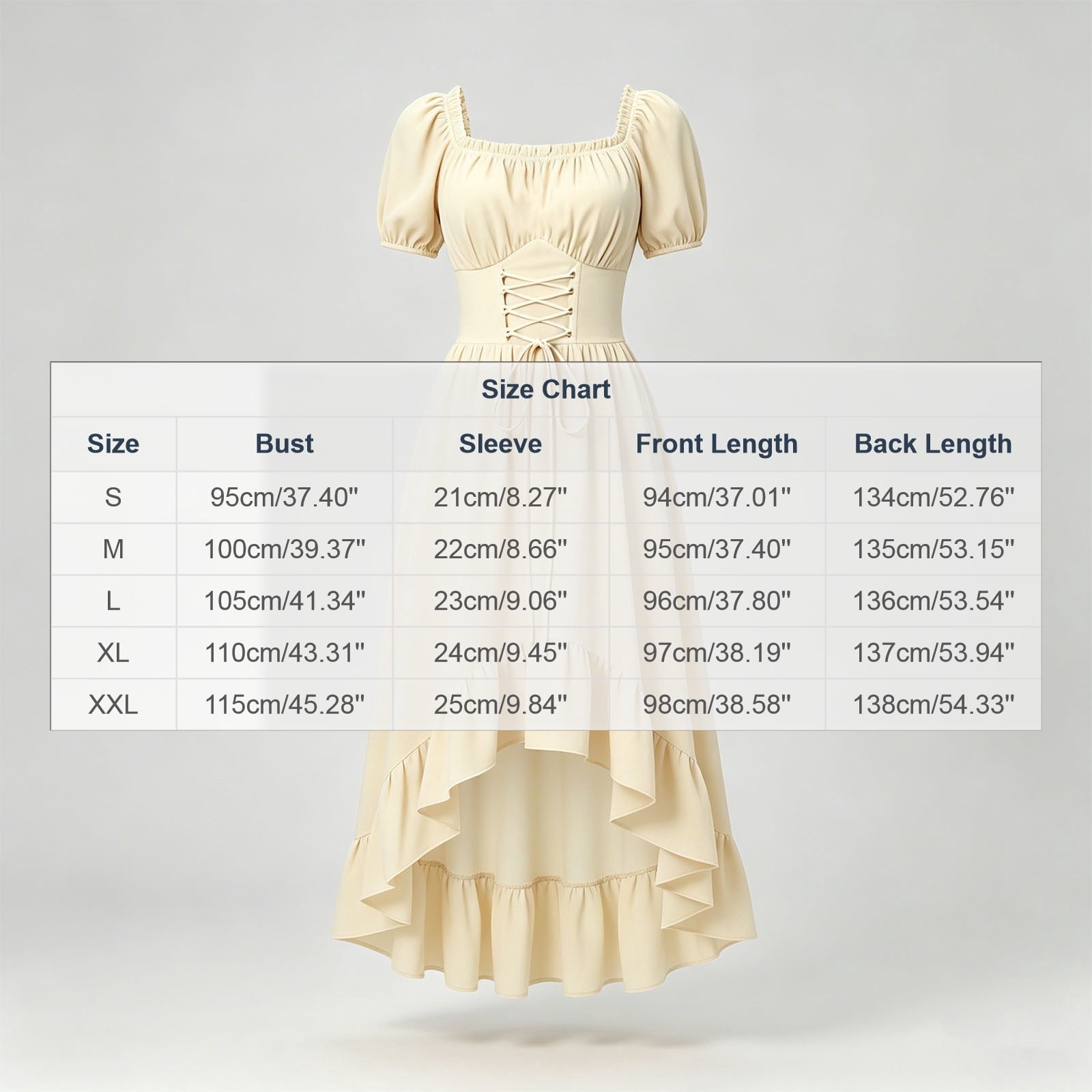 Gothic Dresses for Women Medieval Renaissance Halloween Costume Lace Up Corset High Low Ruffle Hem Square Neck Vintage Gown