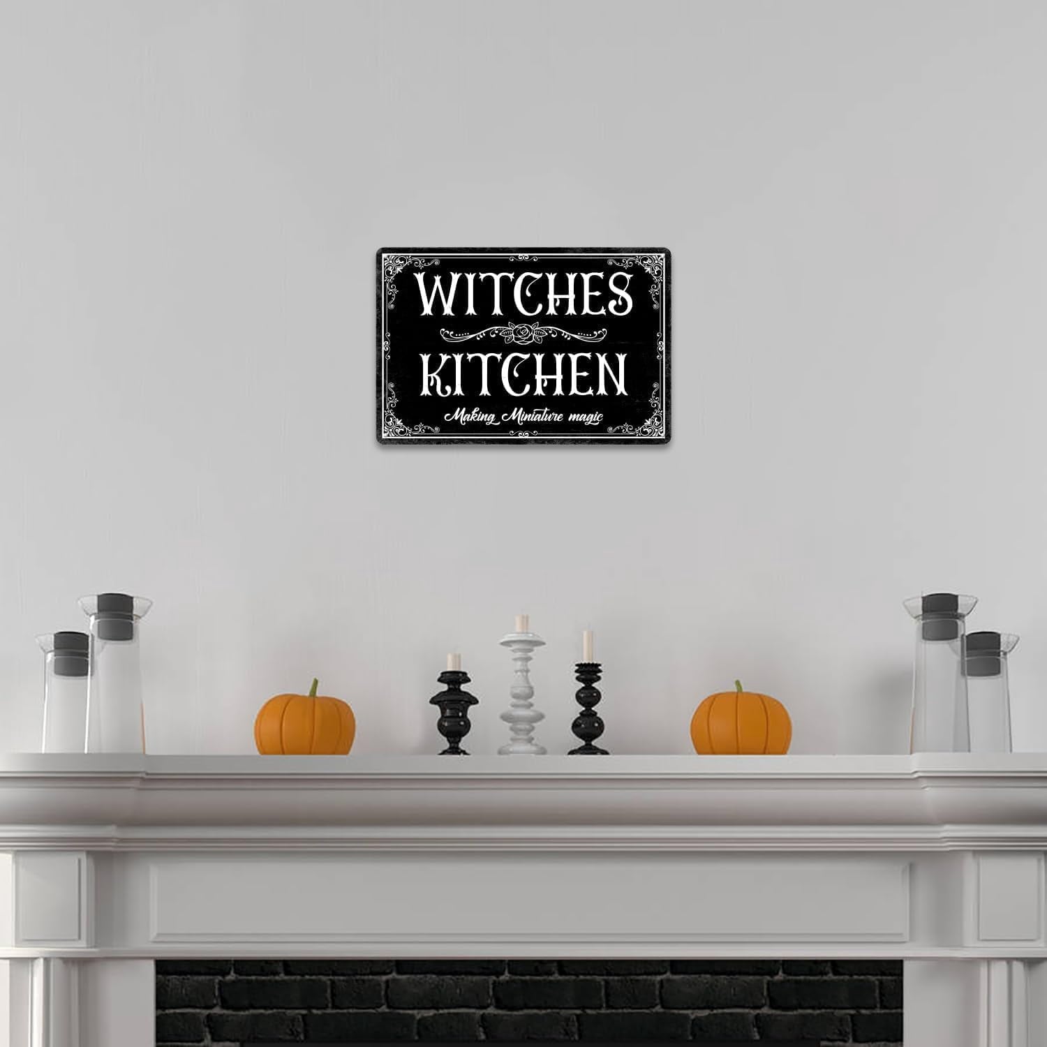 AociSuki Witches Kitchen Sign Halloween Metal Sign Vintage Spooky Decor Halloween Witch Decor Signs Gothic Halloween Decorations for Cafe Bar Kitchen 8x12 Inch