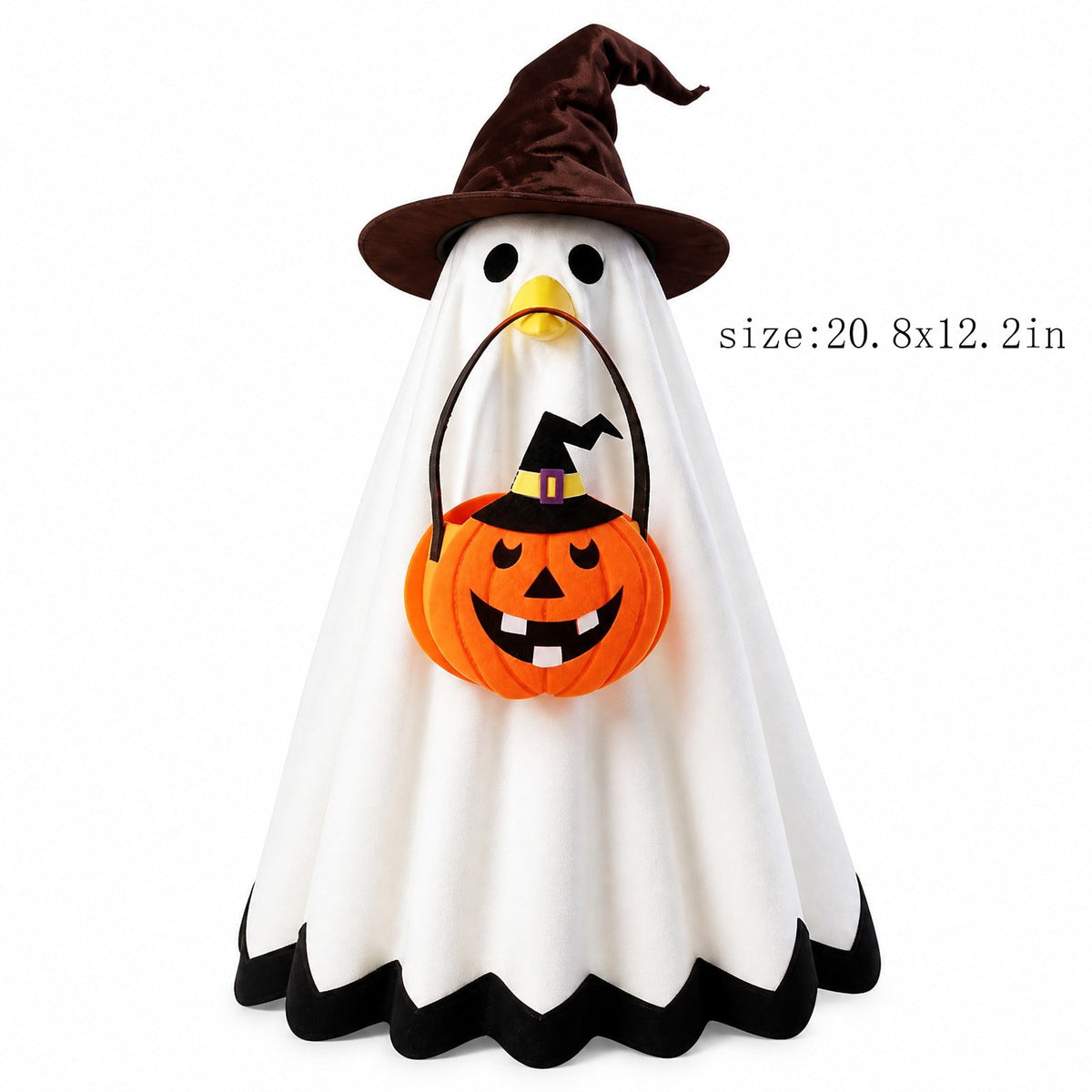 Thanksgiving Harvest Outfit for 23" Porch Goose, Goose Fall Theme Dress in White&Orange with Headwear Fall Harvest Decor for 23" Goose Outdoor Patio Yard Lawn Decoration