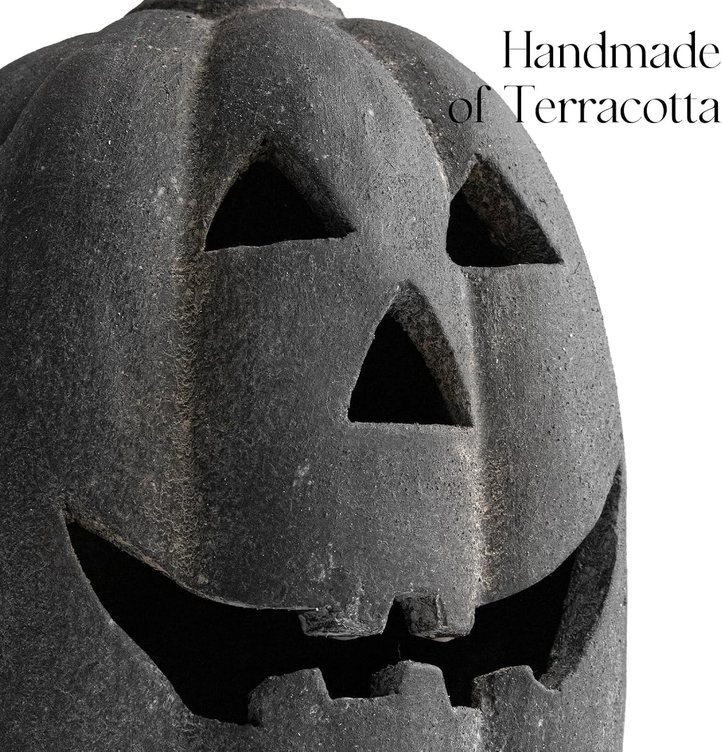 Halloween Decorations - 9.8" Black Handmade Resin Jack O Lantern Pumpkin Fall Decor, Indoor Outside Gothic Festival House Centerpiece Decoration for Table Garden Living Room Mantel