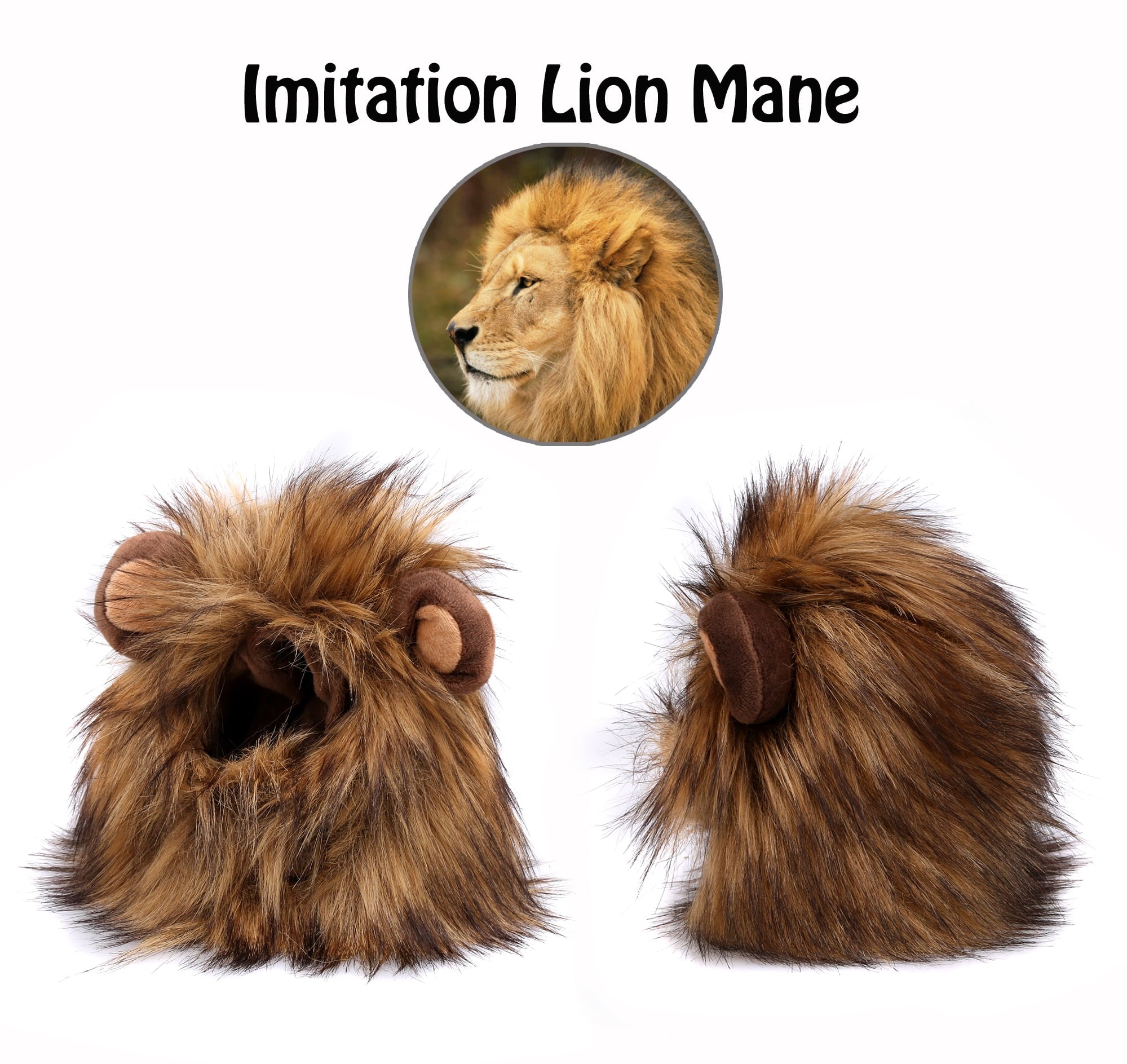 Lion Mane Wig for Cats, Funny Pet Cat Costumes for Halloween Christmas (Size S, Black)