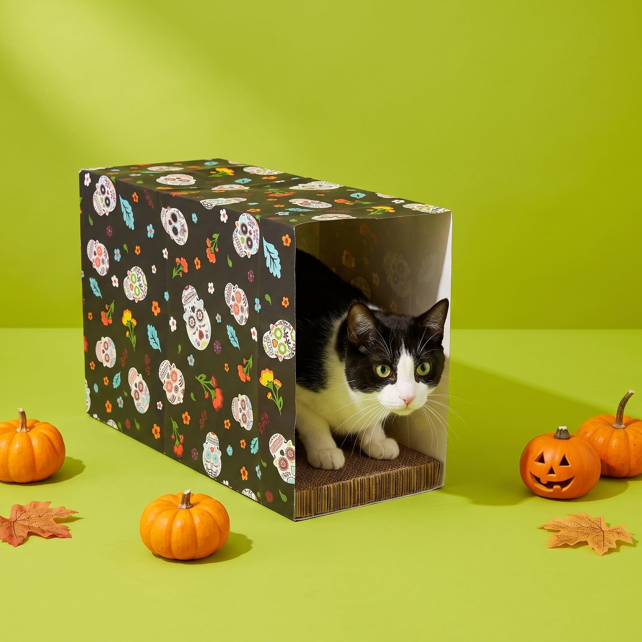 Vibrant Life Halloween Paper Bag with Cat Scratching Pad and Catnip, Creepy Critters, Multicolor