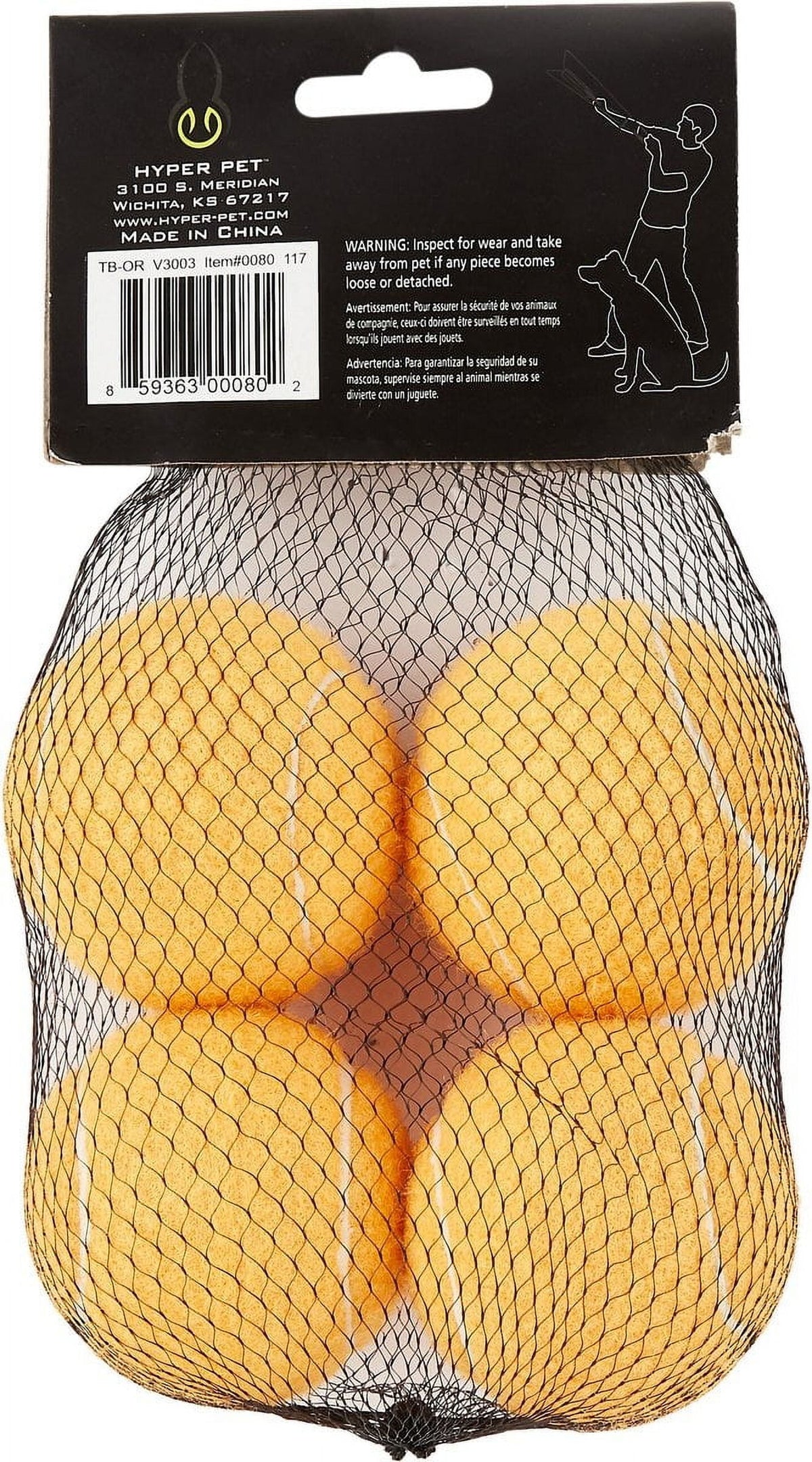 Hyper Pet Tennis Balls Dog Fetch Toys for Small Medium Dogs, Orange, Pack of 4