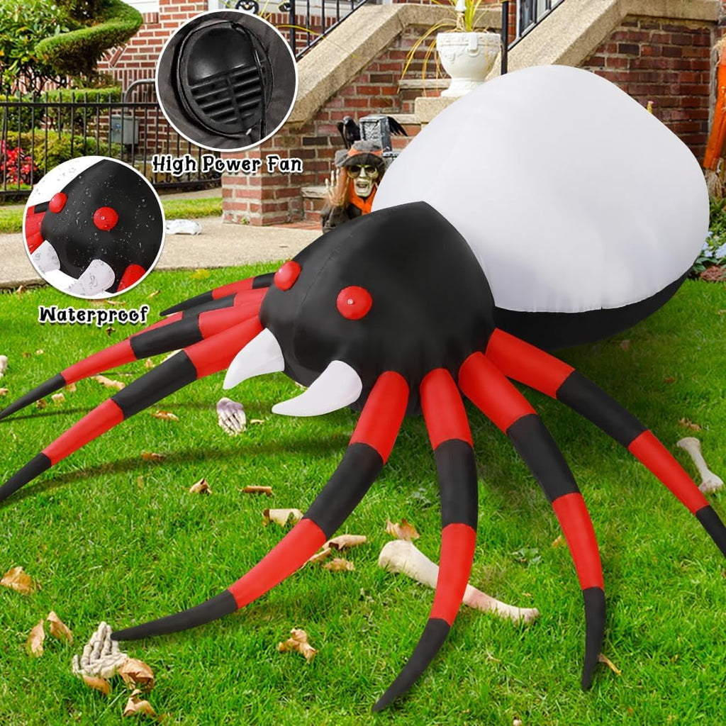 GOOSH Halloween Inflatable 5 FT Halloween Spider Inflatable, Halloween Blow Up Spider Halloween Spider Decoration with LED Lights Built-in, Outdoor Halloween Decorations Clearance for Halloween