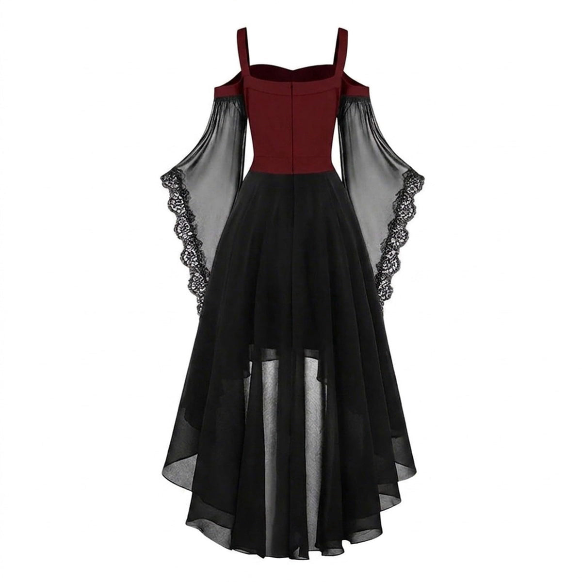 Witch Dress Women 2026 Halloween Costumes Woman Adults Medieval Vampire Butterfly Sleeve Mesh Gothic Outfits Red S