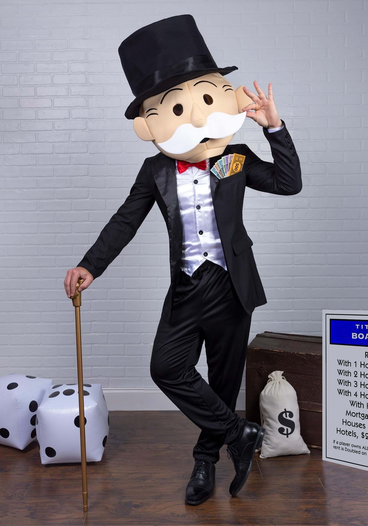 FUN Costumes Mr. Monopoly Fancy-Dress Costume for Men with Snazzy Suit Jacket, Adult Size M
