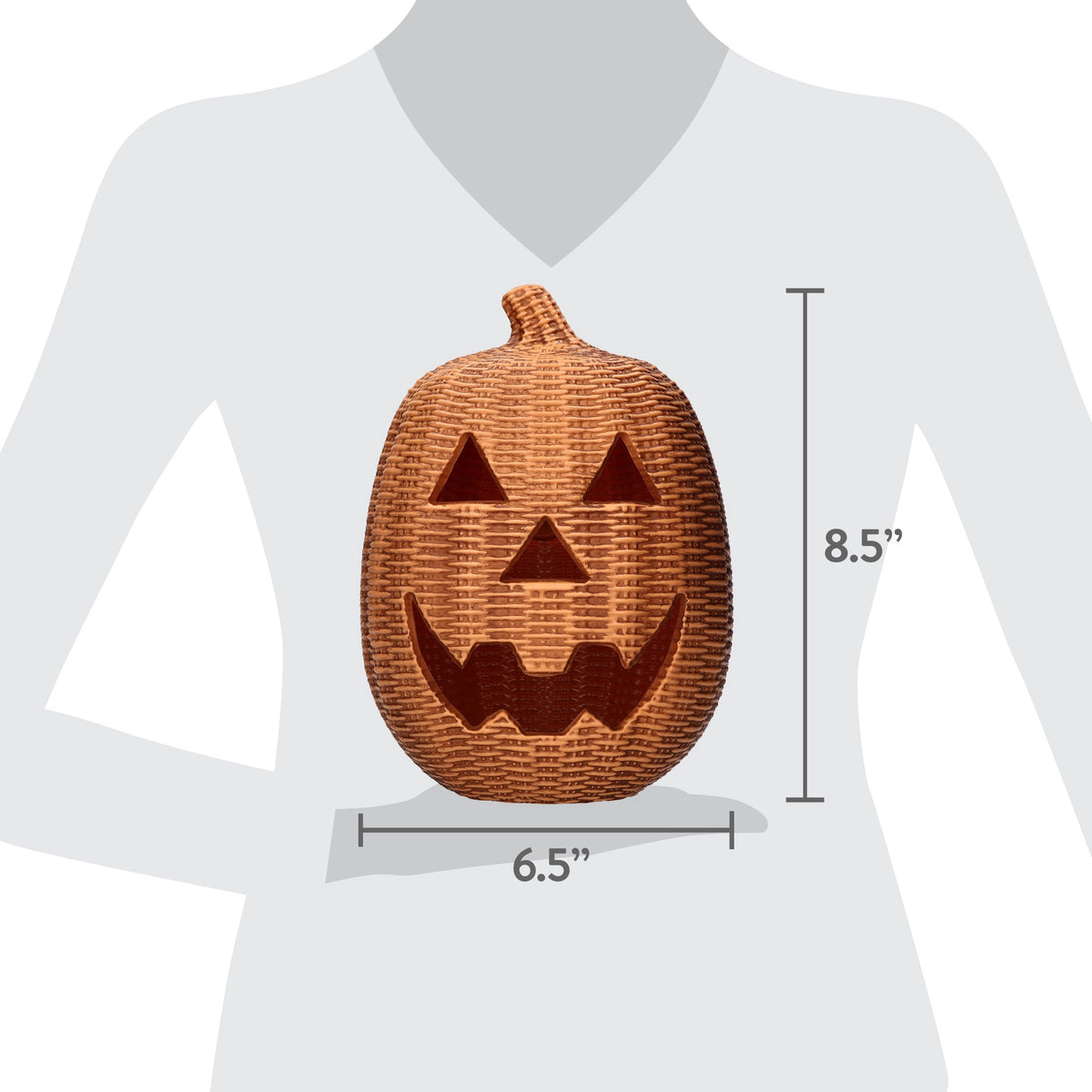 Light-Up Blow Mold Woven Jack-o'-Lantern Decoration, Brown, 12", Halloween by Way To Celebrate