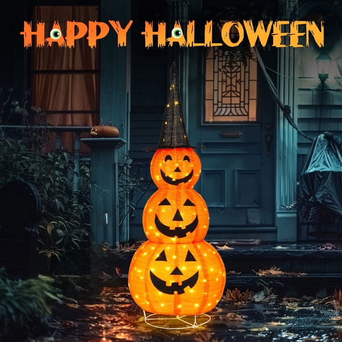 5ft Lighted Pop-Up Pumpkin, 100 LED Lights, Durable Indoor/Outdoor Use, Easy Assembly for Halloween Decor