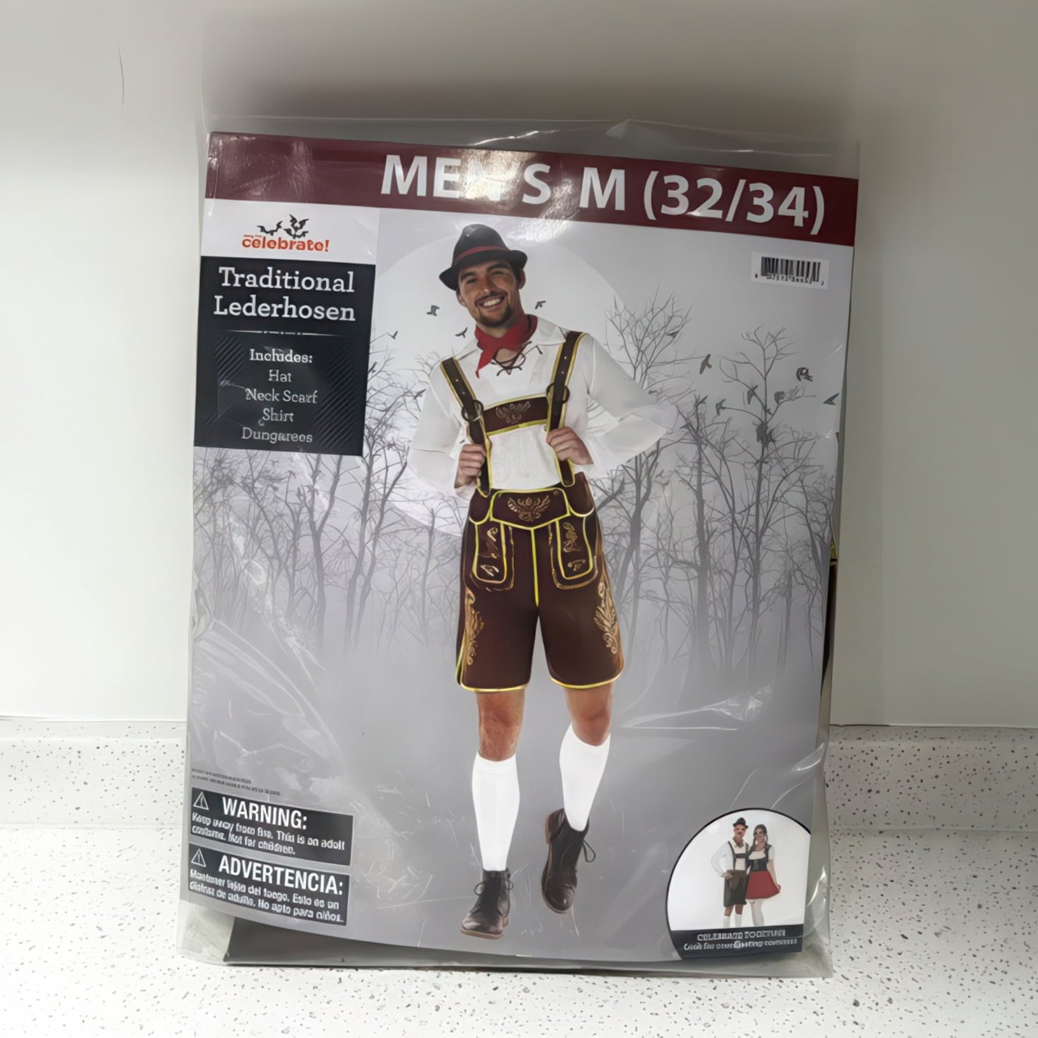 Traditional Lederhosen Halloween Costume for Adults, Men's Size M (32/34), by Way to Celebrate