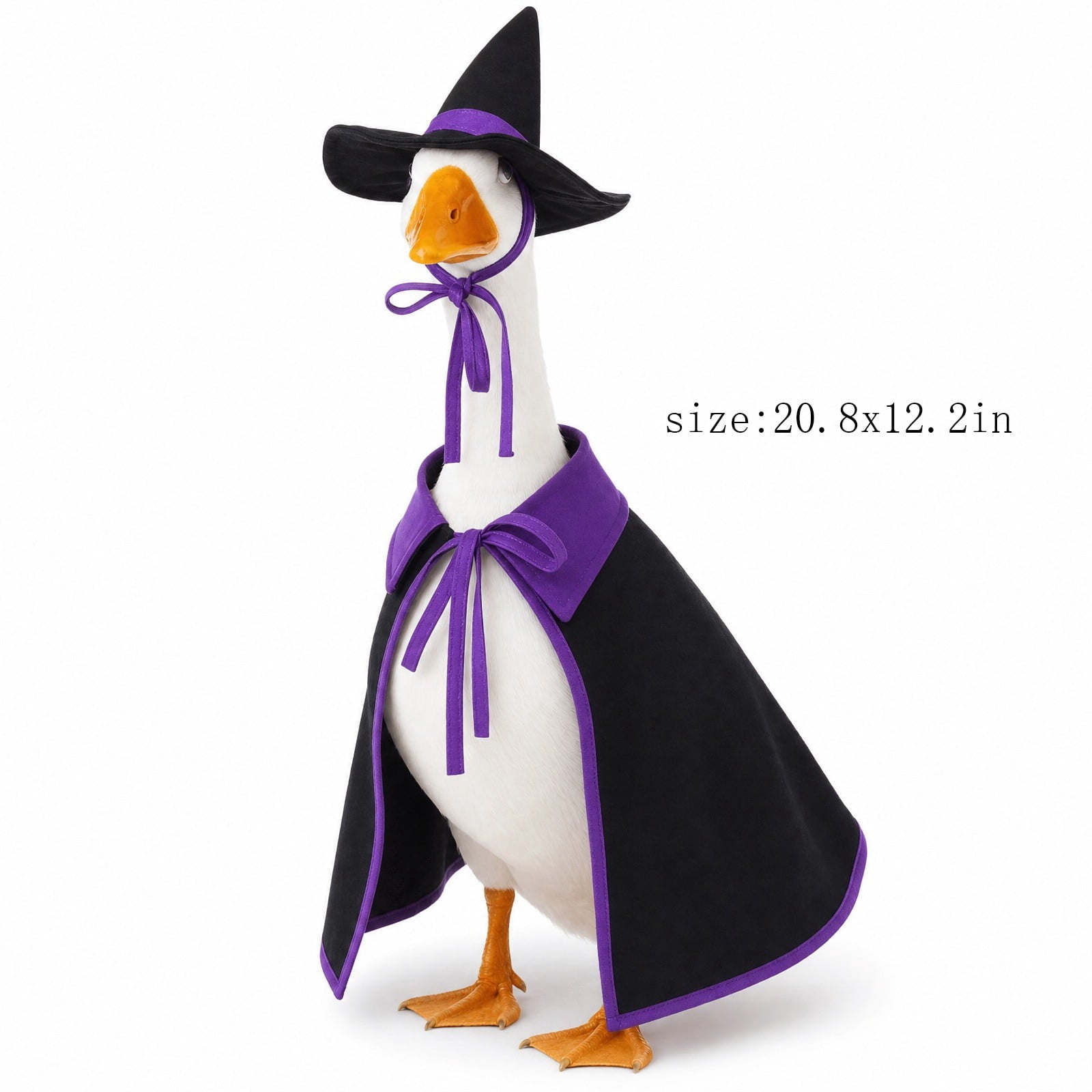Thanksgiving Harvest Outfit for 23" Porch Goose, Goose Fall Theme Dress in White&Orange with Headwear Fall Harvest Decor for 23" Goose Outdoor Patio Yard Lawn Decoration
