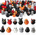 60Pcs Halloween Mini Resin Ducks Figurines, Novelty Halloween Party Décor | Cute Ghost Devil Skeleton Pumpkin Witch Designs, Gothic Halloween Desktop Decor for Tiered Tray, DIY Crafts, Party Favors