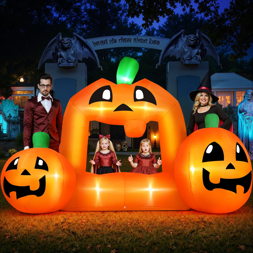 Firstness 8.5FT Halloween Inflatable,Pumpkin Photo with Lights for Party Yard Decorations