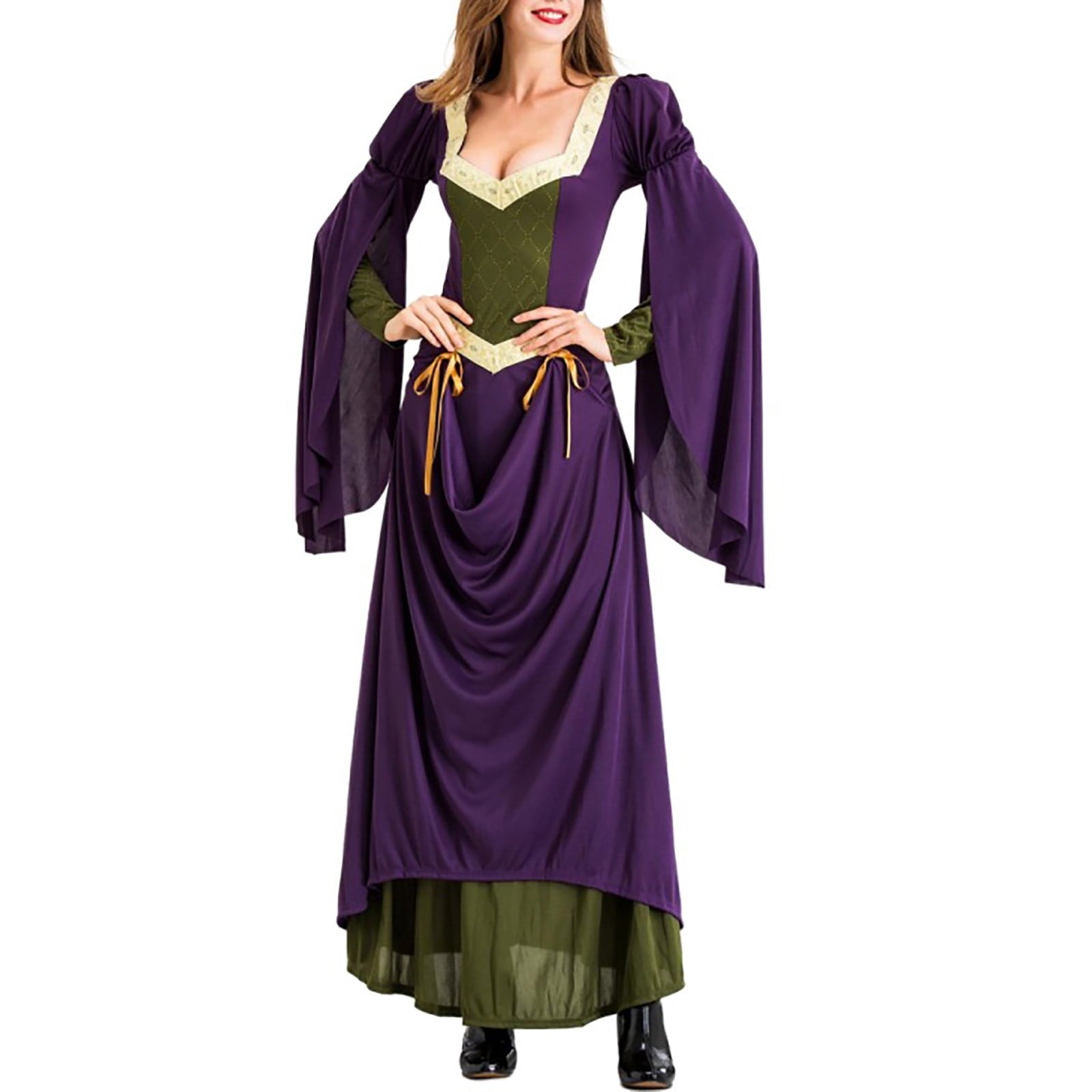LYXSSBYX Maxi Dresses for Women Women's Long Sleeve Neck Dress Floor Length Cosplay Dress Plus Size Dress