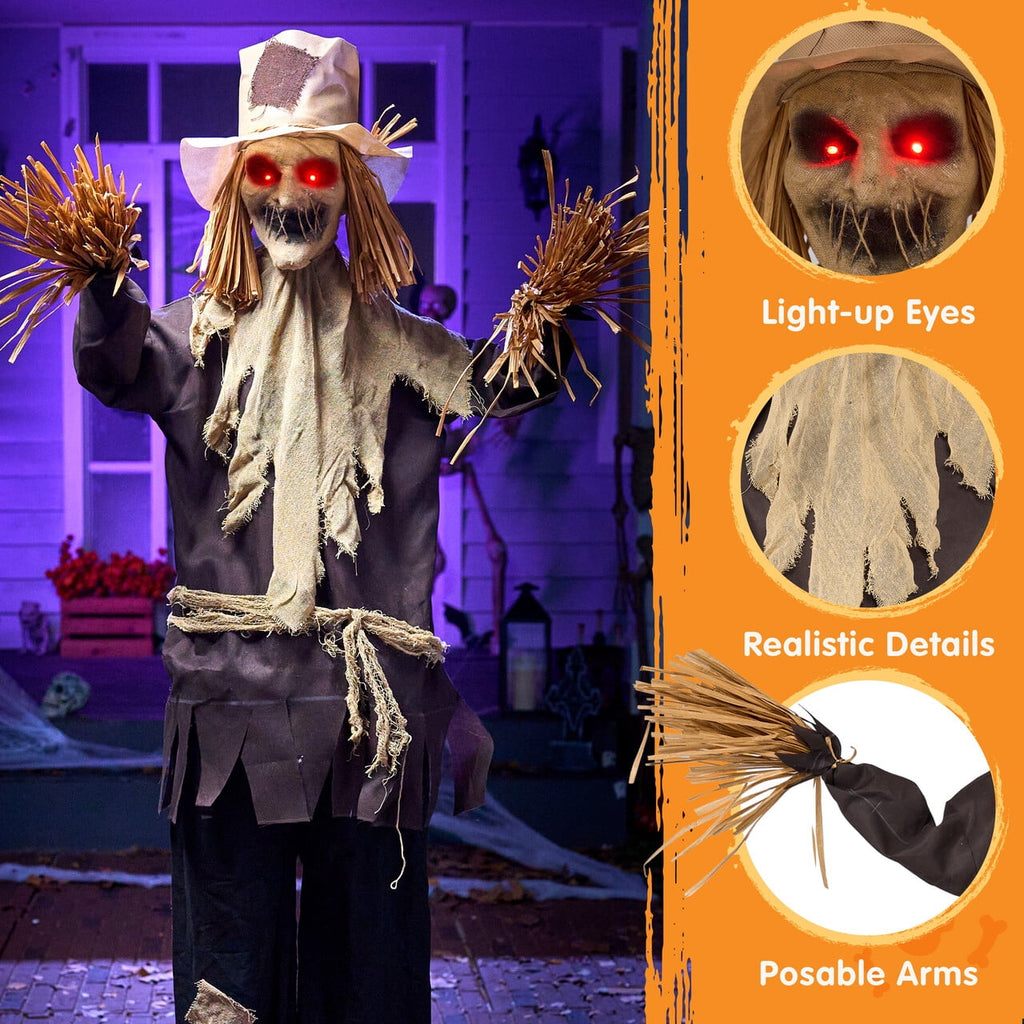Joyfy 7.8 Ft(93.6 in) Halloween Grim Reaper Decorations Outdoor, Rotatable Flying Scream Scarecrow Skeleton Ghosts Decor for Graveyard Haunted House Props, Garden, Porch, Yard Lawn