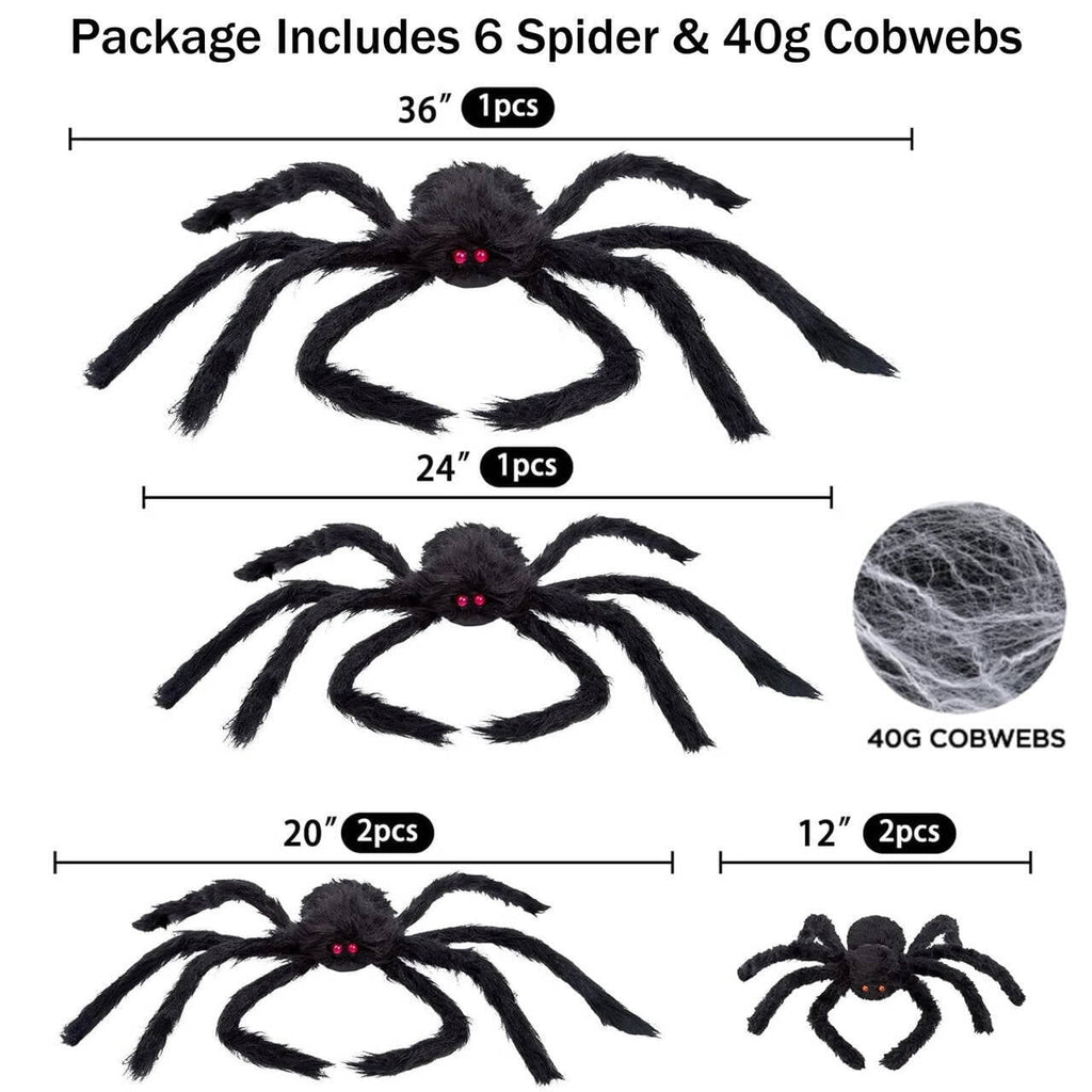 Scidweet Halloween Spider Decorations, 7 Pack Scary Spider Props Cobwebs Halloween Outdoor Indoor Party Yard Decor