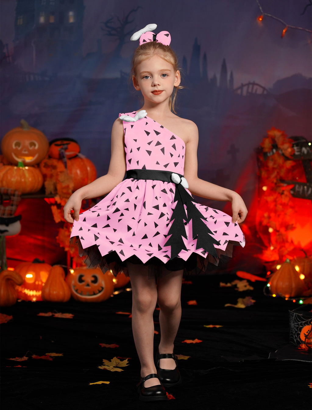 Kids Baby Bam Bam Costume Flintstone Costume Caveman Cavegirl Historical Stone Age Themed Birthday Outfit for Girls Boys Halloween Cosplay Dress Up Photo Shoot 2-3 Years Girl - Orange