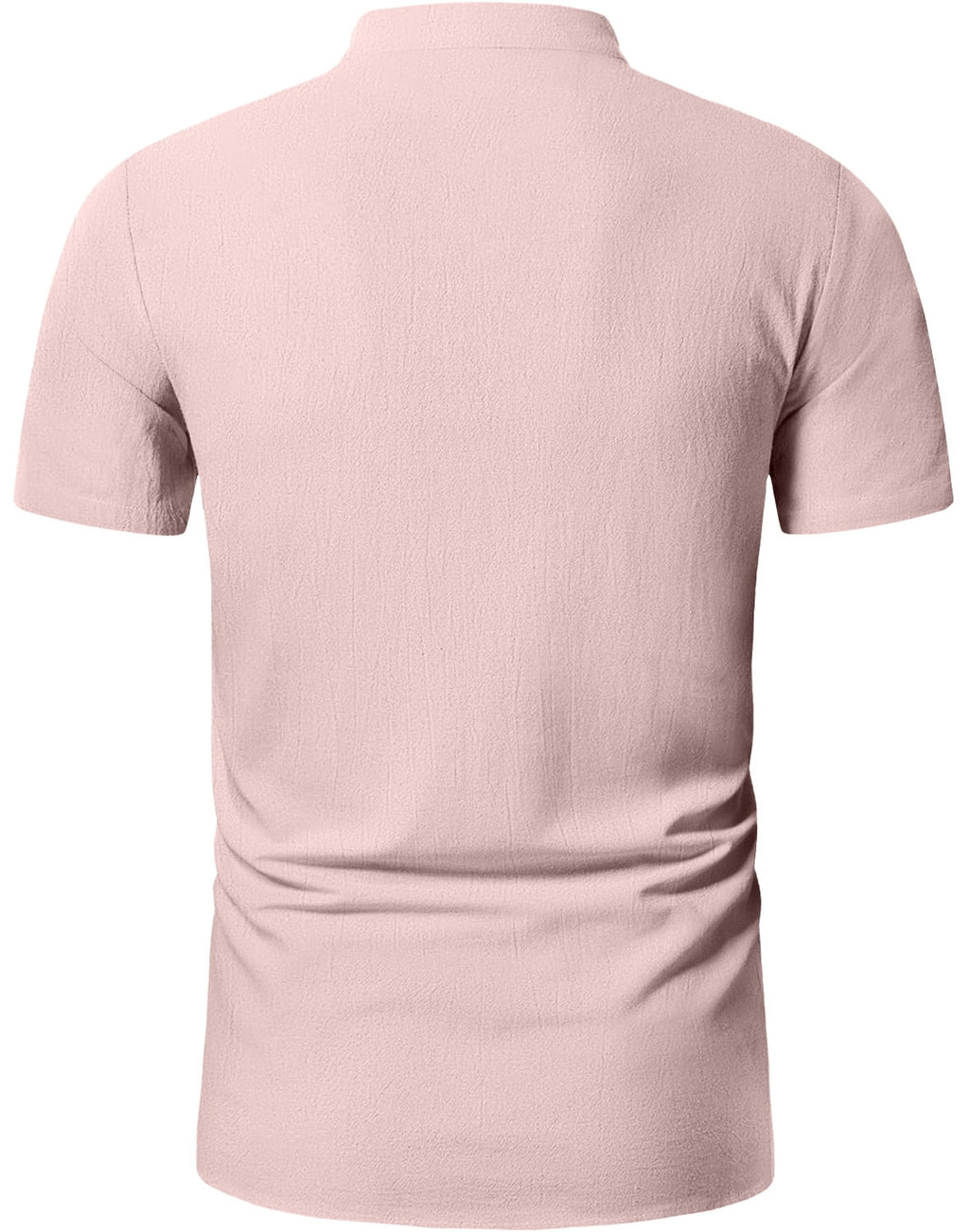 HAOMEILI Men's Cotton Linen Lace-Up V-Neck Short Sleeve Shirt