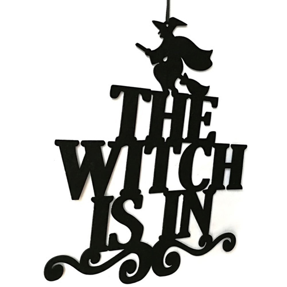 Vikakiooze Halloween Hanging Sign Decorations Non-Woven Trick Or Treat and The Witch is in front Door and Wall Decoration Indoor Outdoor Yard Haunted House Party Supplies,Halloween Decor