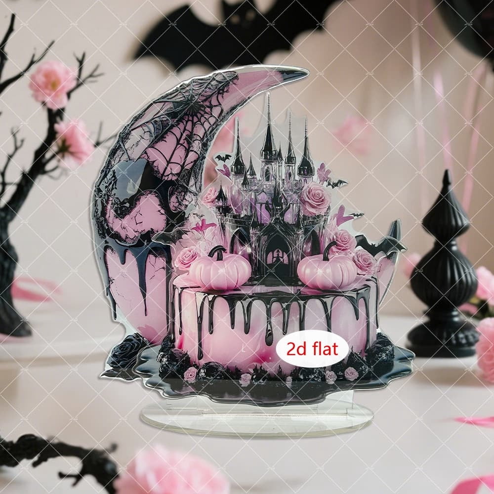 Mauxuk Halloween Black Witch Acrylic Decor - Gothic 2D Tabletop Centerpiece for Spooky Party, Haunting Mantel Decor, Gift for Horror Fans, 8-Inch Tall with Stand