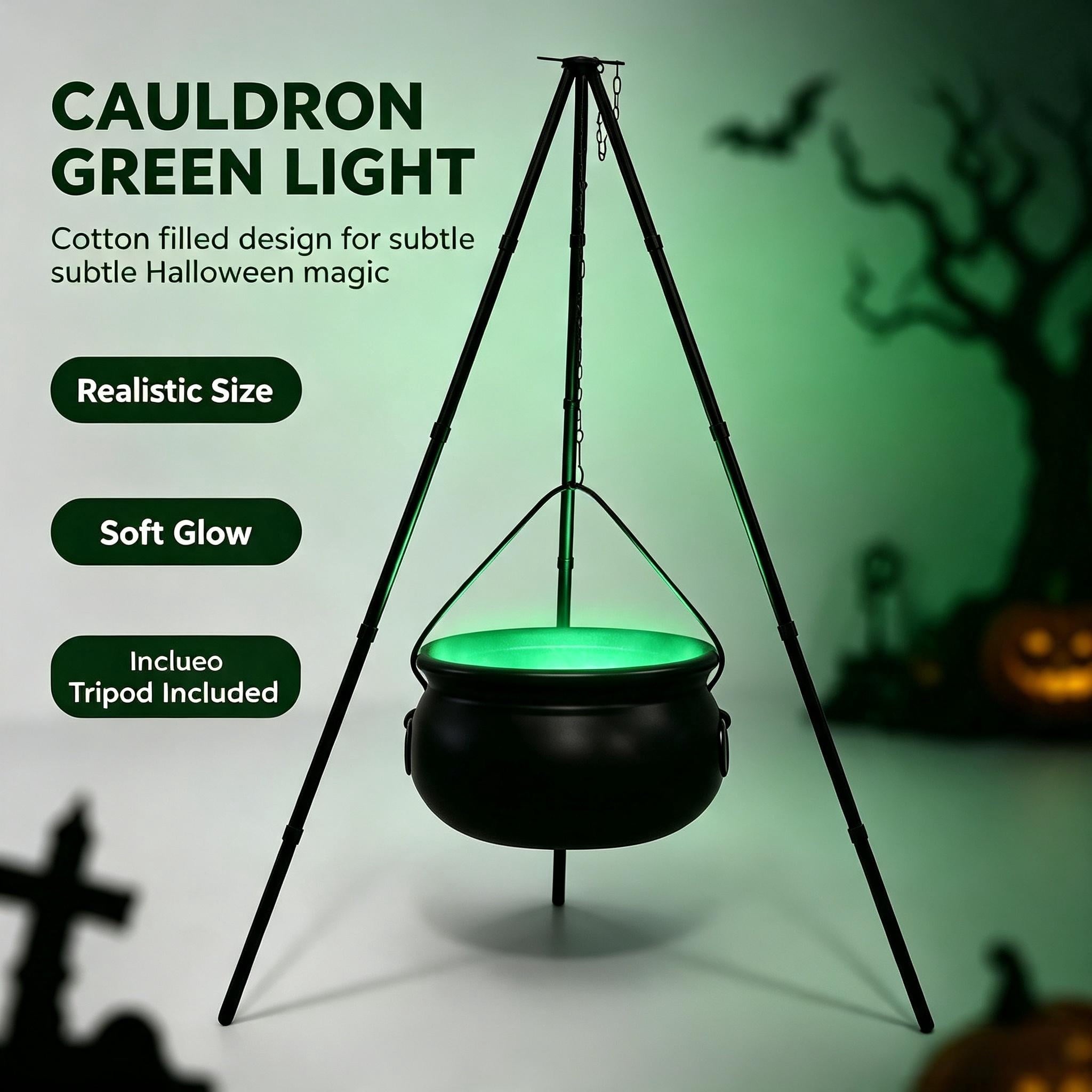Muecwrye Halloween Decorations Outdoor, Halloween Clearance! Halloween Witches Cauldron with Lights, DIY Bubbling Cauldron Set Decor for Home Porch Outside, Halloween Party Supplies( Without Tripod)