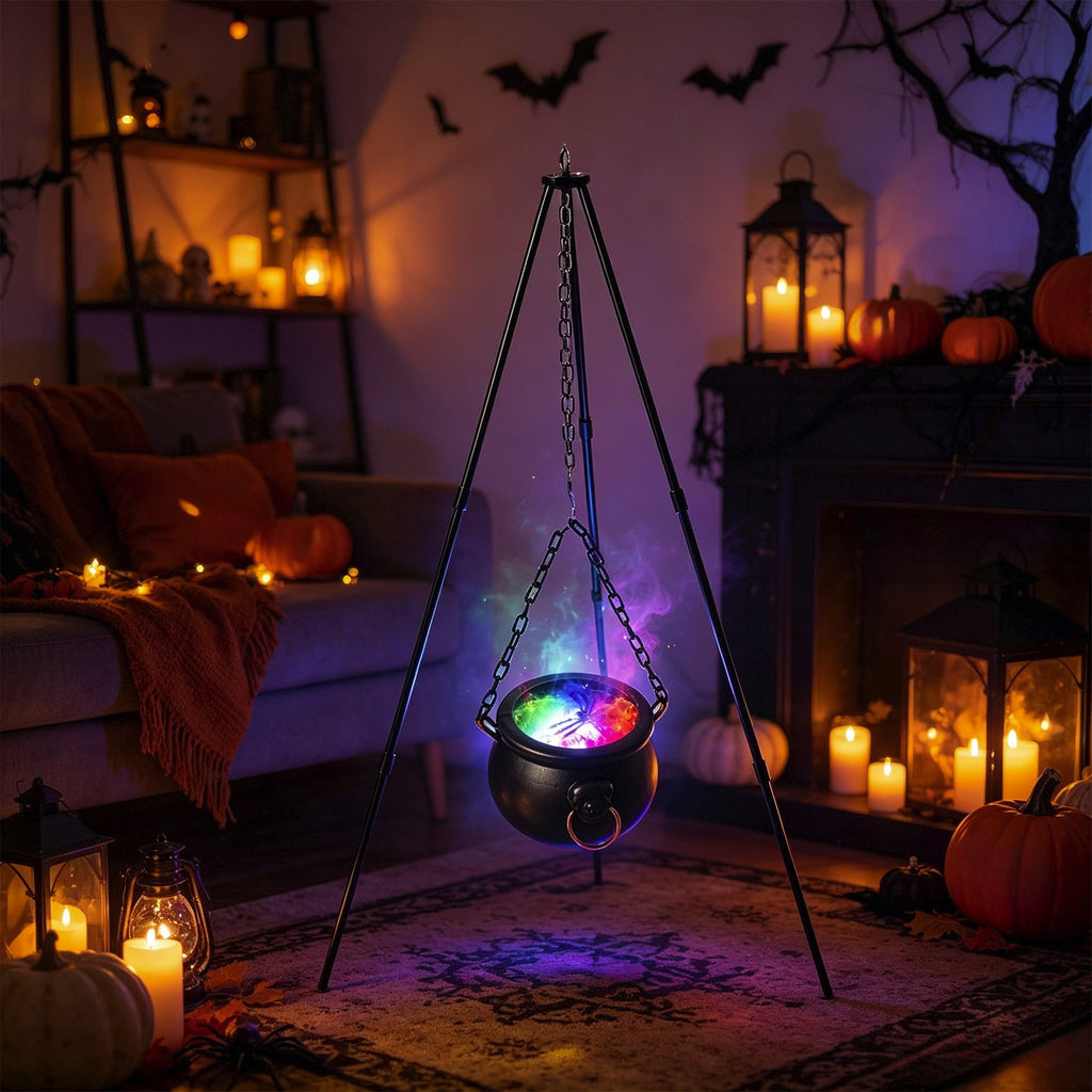 Muecwrye Halloween Decorations Outdoor, Halloween Clearance! Halloween Witches Cauldron with Lights, DIY Bubbling Cauldron Set Decor for Home Porch Outside, Halloween Party Supplies( Without Tripod)