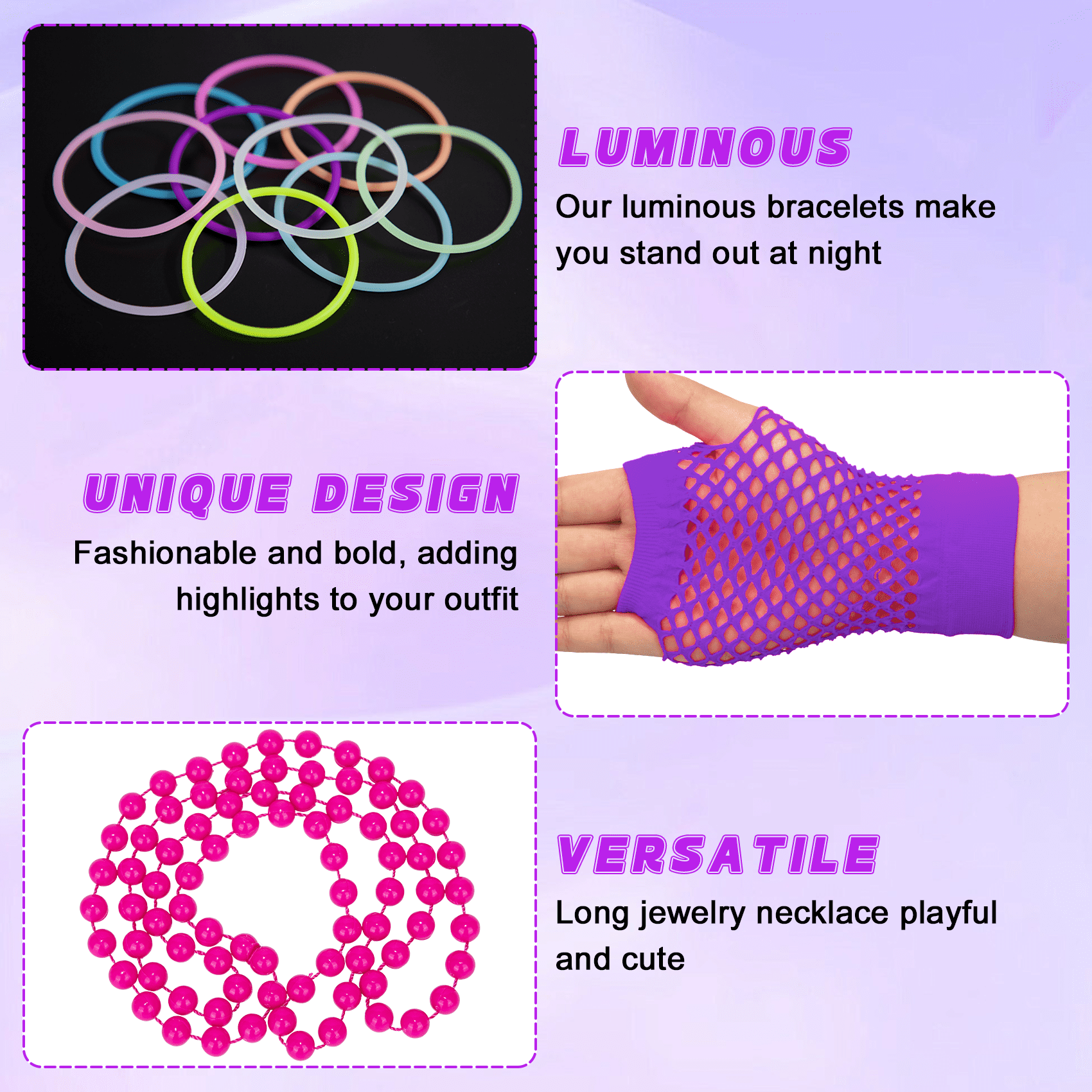 Loritta 80s Costumes for Women Outfit Accessories Set with Fishnet Gloves Leg Warmers Bags Tutu Skirts for Theme Party