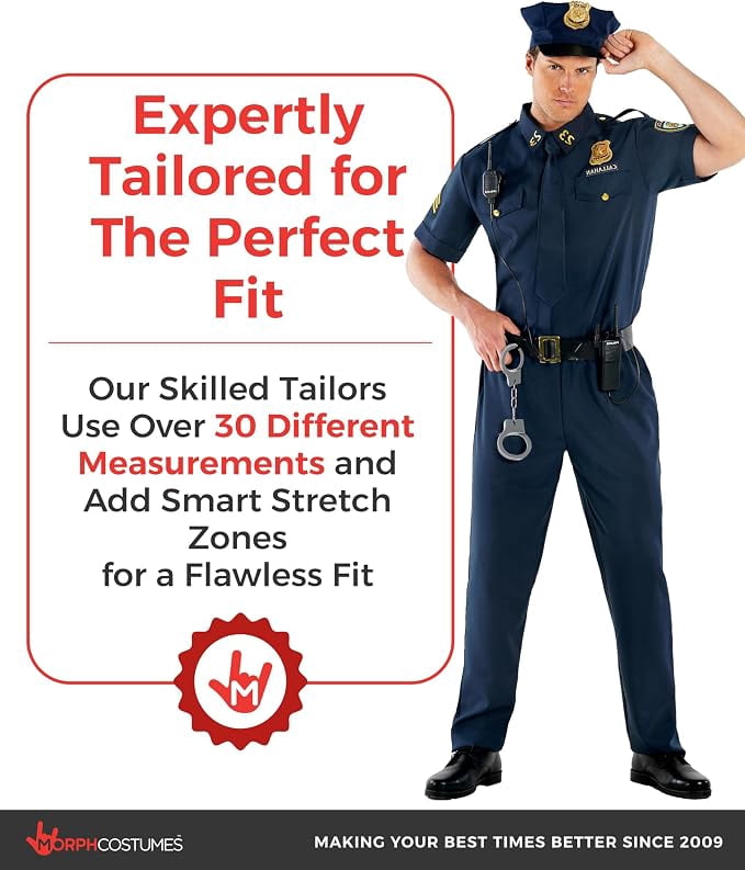 Morph Police Officer Mens Halloween Costume For Mens Blue Medium