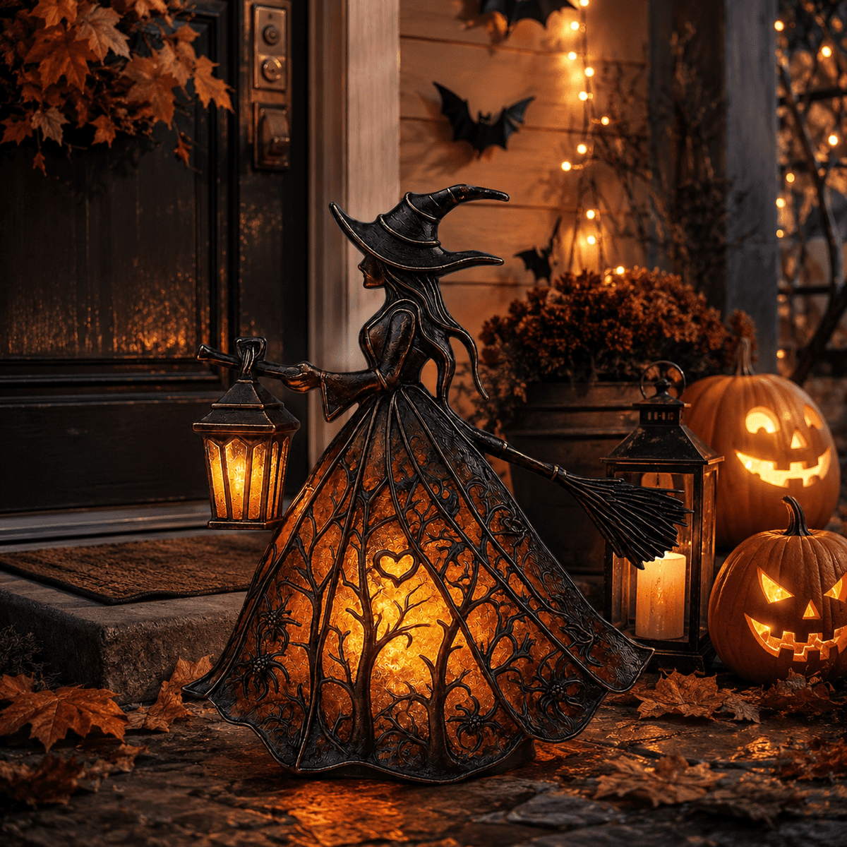 Diceymbol Halloween Decorations and Fall Decor, Halloween Venue Decoration Ghost Props LED Illuminated Ghost Decorations for Tabletop, Mantel, Shelf Indoor Outdoor 9.05 inch
