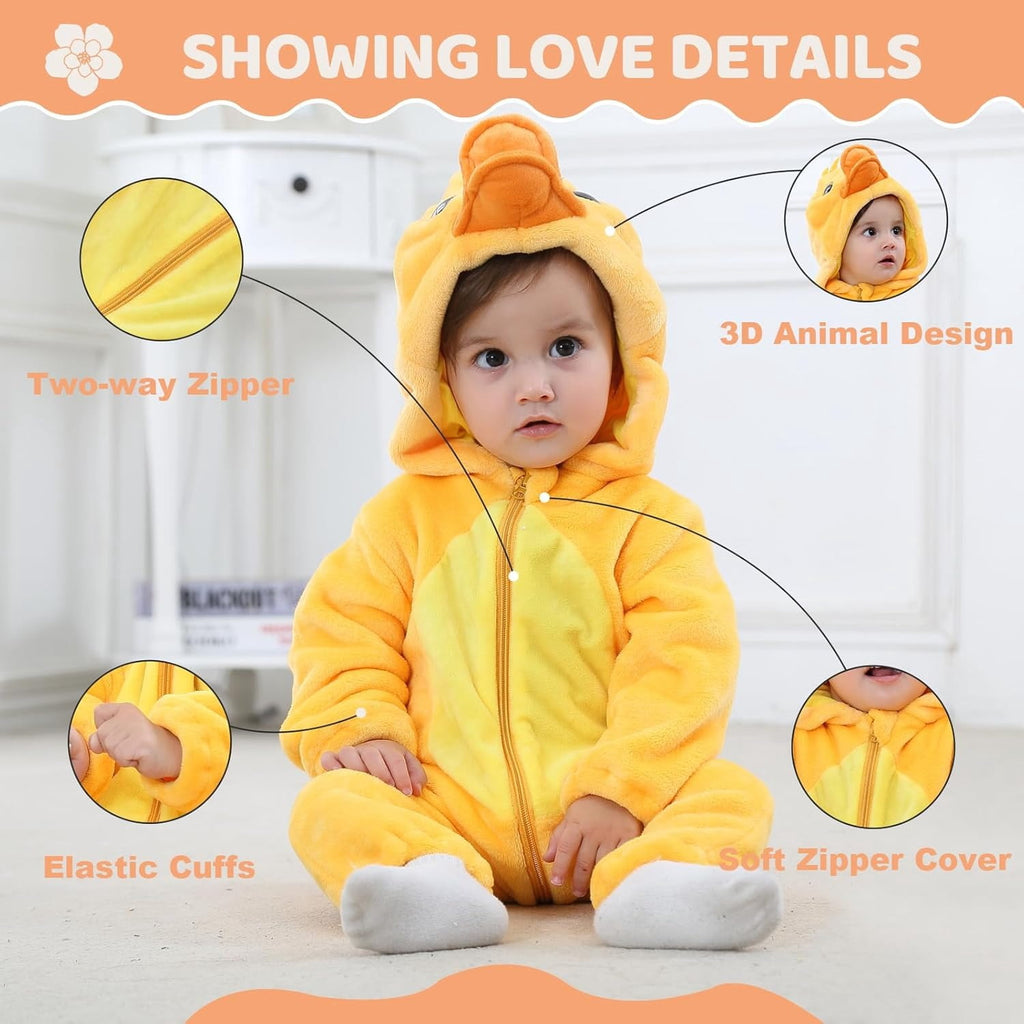 WIBACKER 0-3T Unisex Baby Animal Costume Winter Autumn Flannel Hooded Romper Christmas and Halloween Panda Cosplay Jumpsuit