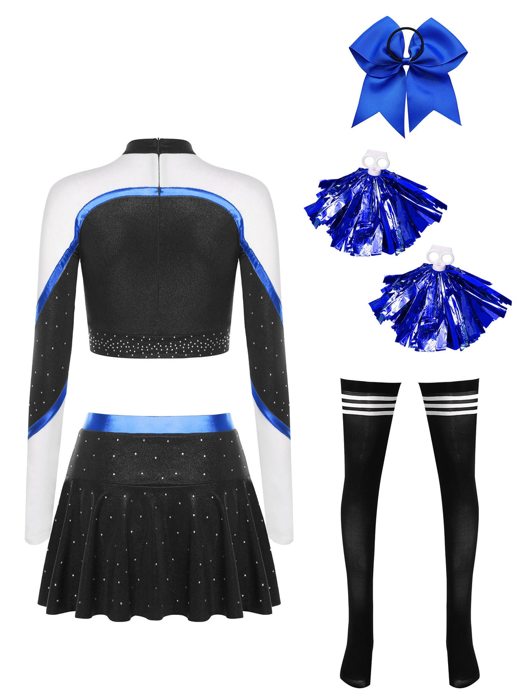 iiniim Womens Cheer Leader Costumes Set Schoolgirl Cheerleading Cosplay Halloween Party Uniform Purple XL