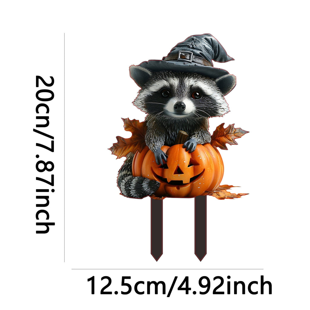 BGZLEU Raccoon Halloween Yard Decorations Stakes, Stacked Pumpkins Halloween Outdoor Decorations, Pumpkin for Halloween Outdoor Lawn Patio Pathway Decor, Halloween Garden Sculpture Ornament