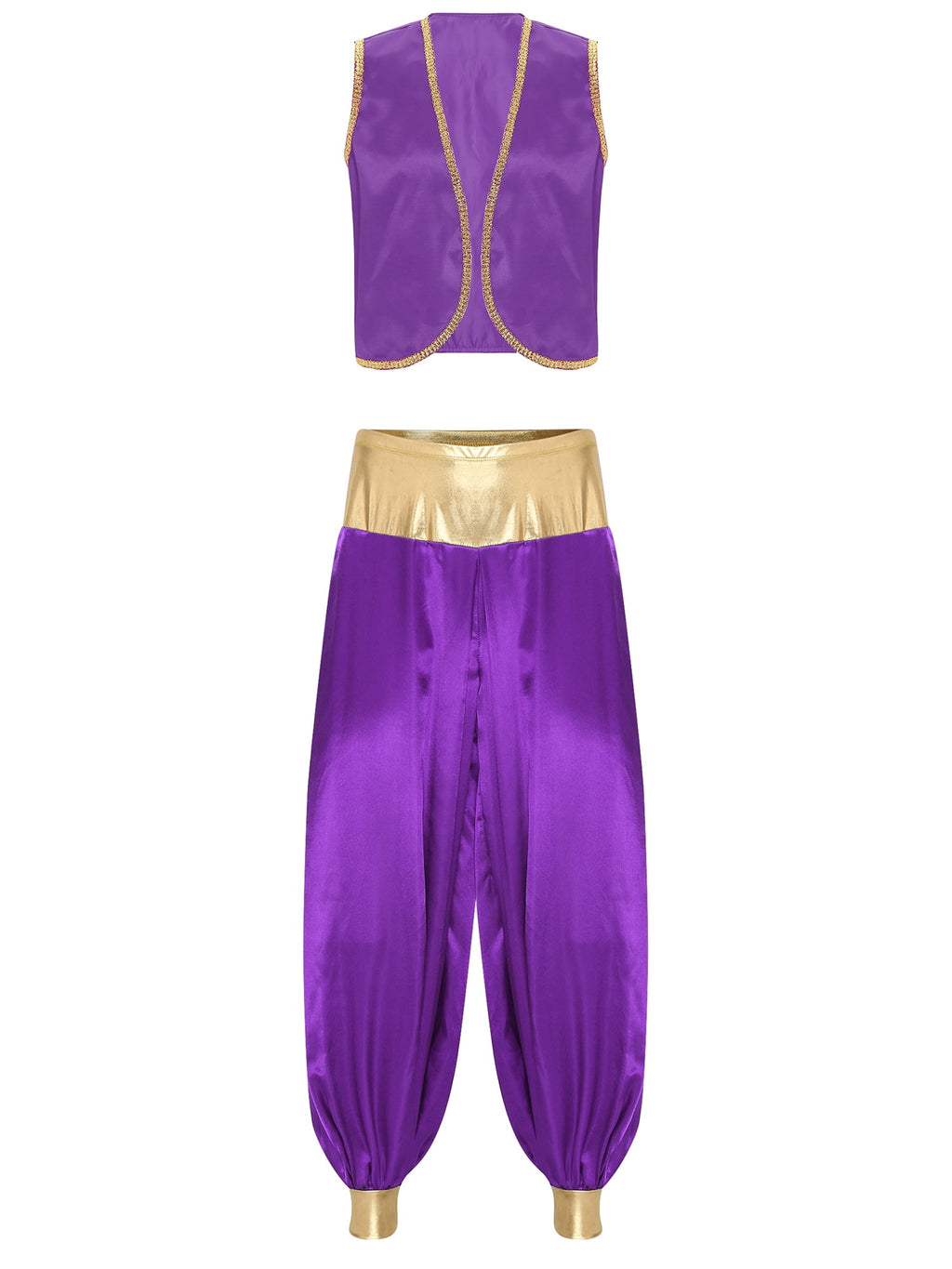 iiniim Mens Arabian Prince Costume Open Front Vest with Pants Halloween Show Fancy Dress up Outfit Royal Blue&Royal Blue S