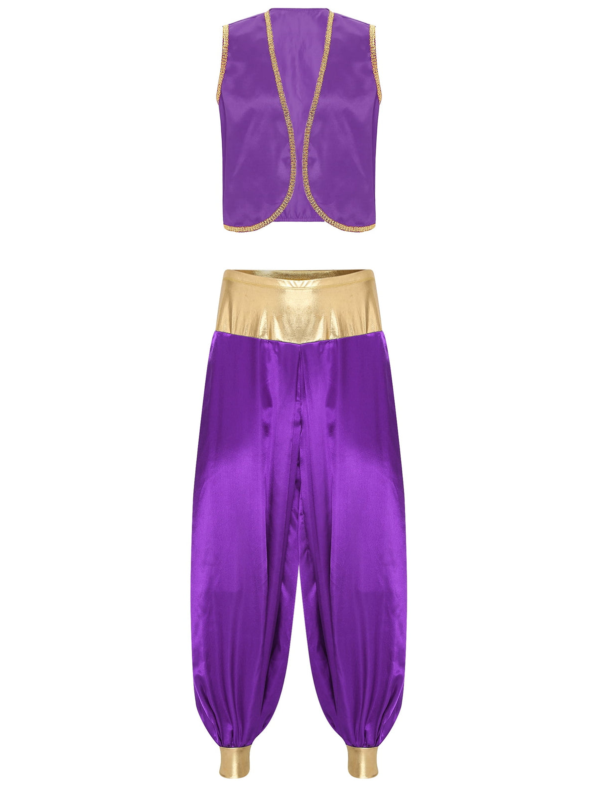 iiniim Mens Arabian Prince Costume Open Front Vest with Pants Halloween Show Fancy Dress up Outfit Royal Blue&Royal Blue S