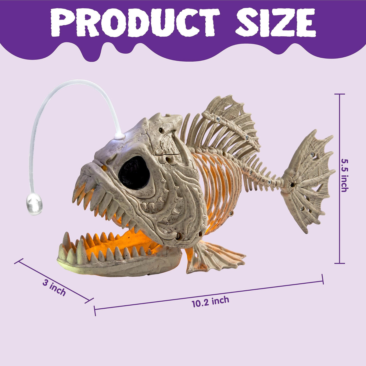 Joyfy Halloween Skeleton Fish Skeleton Halloween Decor,Plastic Skeleton with LED Eye for Halloween Decoration Outdoor Haunted House Party