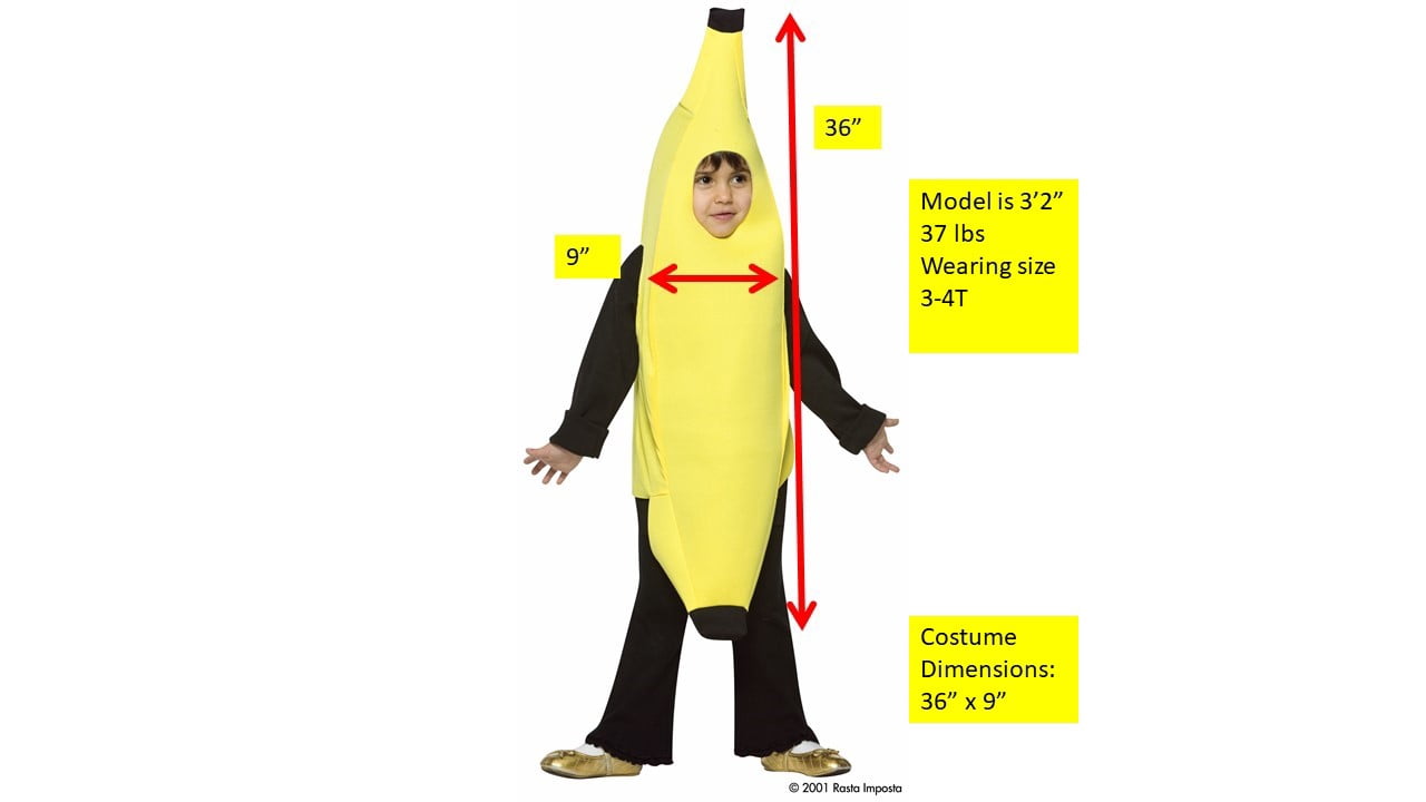 Banana Child Halloween Party Costume, Boys and Girls, Child Size 4-6x