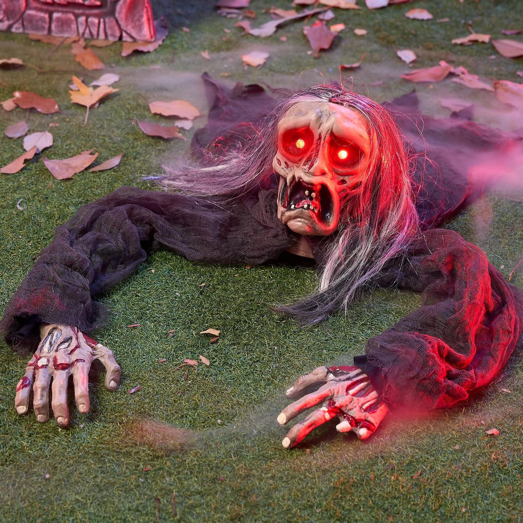 Joyfy Halloween Groundbreaker Halloween Decorations Zombie with Sound and Flashing Eyes,Outdoor Scary Halloween Yard Decorations