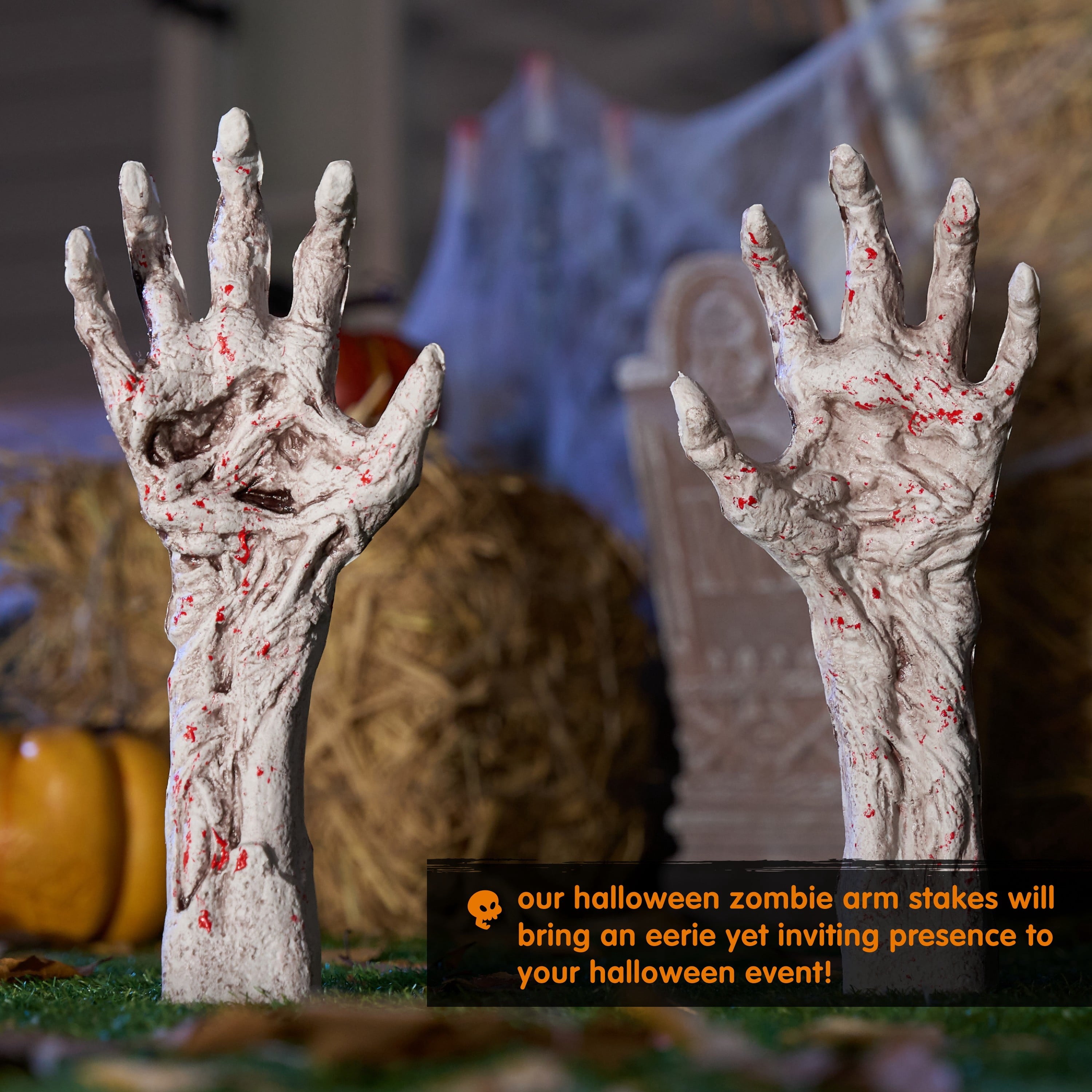 Joyfy 3 Pack Halloween Light up Skeleton Decorations Outdoor,Halloween Graveyard Spooky Skull Stakes Pathway Lights for Halloween Props Yard Decor