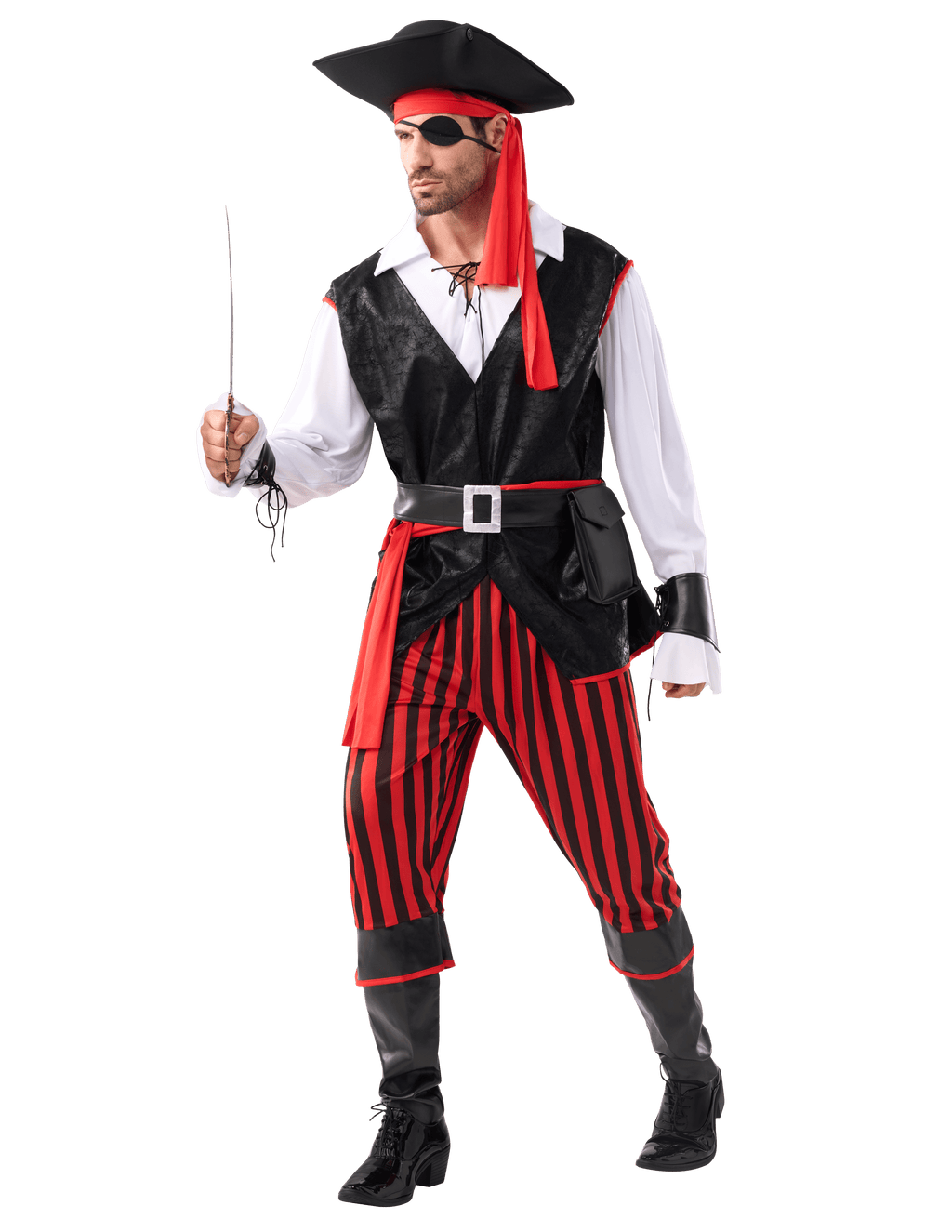 Joyfy Men Pirate Costume Set, Adult Halloween Costume Renaissance Medieval Viking Pirate Costume for Halloween Fancy Dress Up Party Cosplay