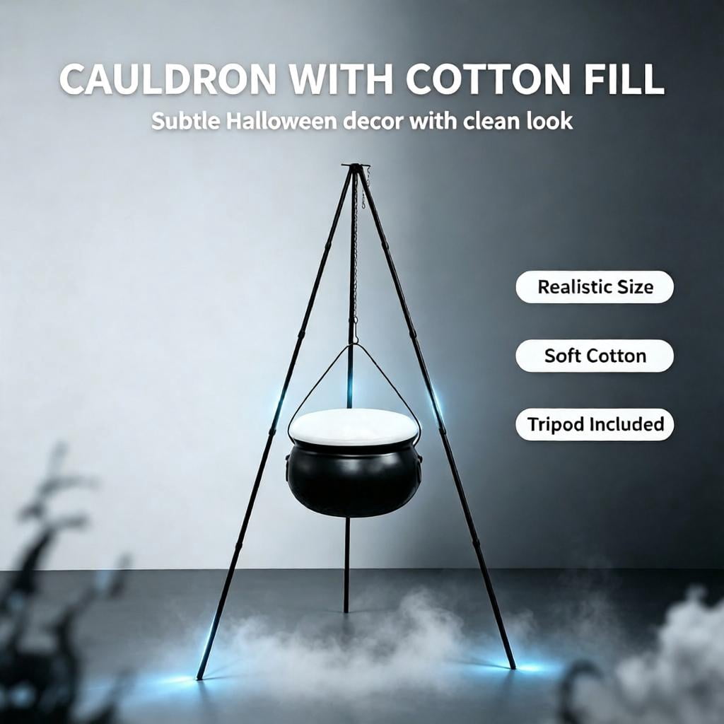 Muecwrye Halloween Decorations Outdoor, Halloween Clearance! Halloween Witches Cauldron with Lights, DIY Bubbling Cauldron Set Decor for Home Porch Outside, Halloween Party Supplies( Without Tripod)