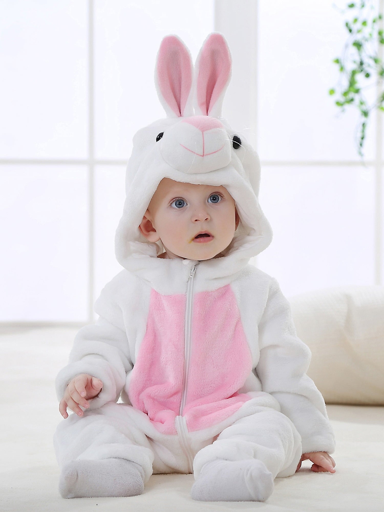 WIBACKER 0-3T Unisex Baby Animal Costume Winter Autumn Flannel Hooded Romper Christmas and Halloween Dinosaur Cosplay Jumpsuit