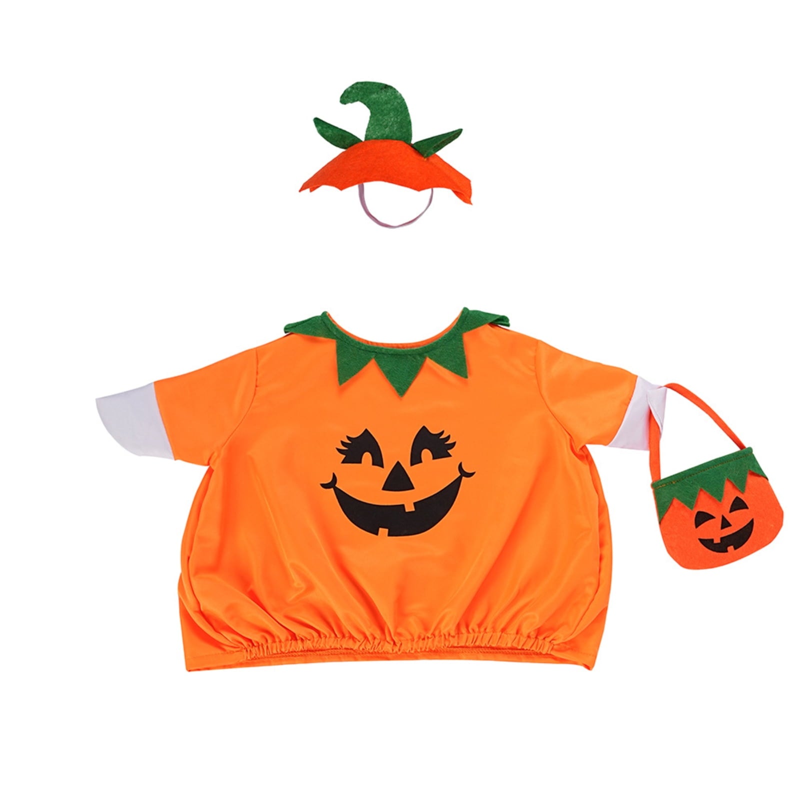 Outdoor Holiday Yard Decor, 23 Inch Porch Goose Outfits, Halloween Pumpkin Themed Porch Goose Clothes, Porch Goose Set with Hat and Treat Bag, Fits Standard 23 Inch Large Porch